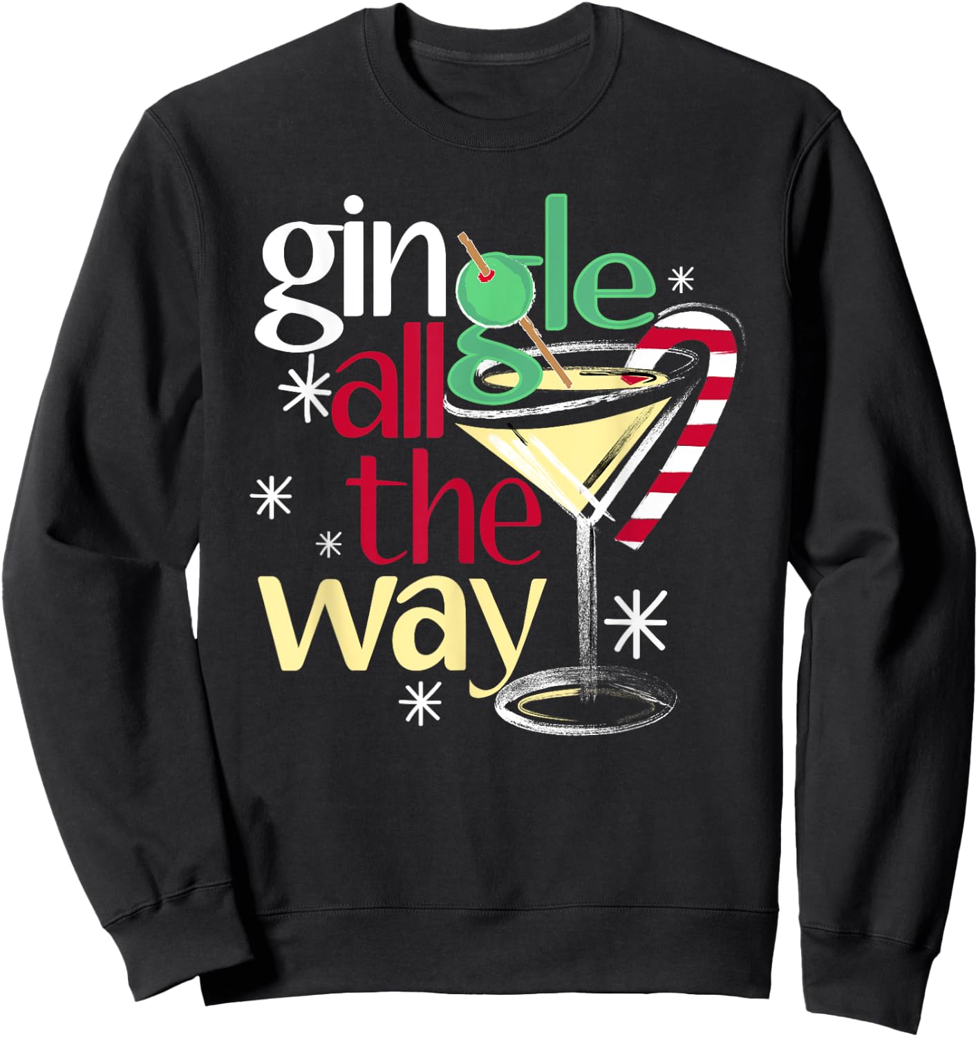 Gingle All The Way Christmas Gin Martini Sweatshirt - Sweatshirt | Black