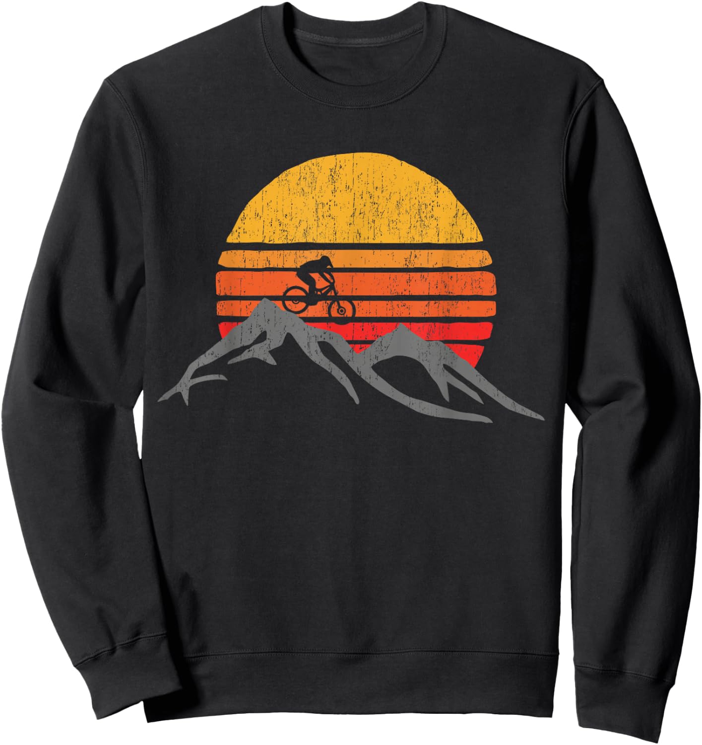 Mountain Bike Vintage Sunset Design Graphic Sweatshirt - Sweatshirt | Black