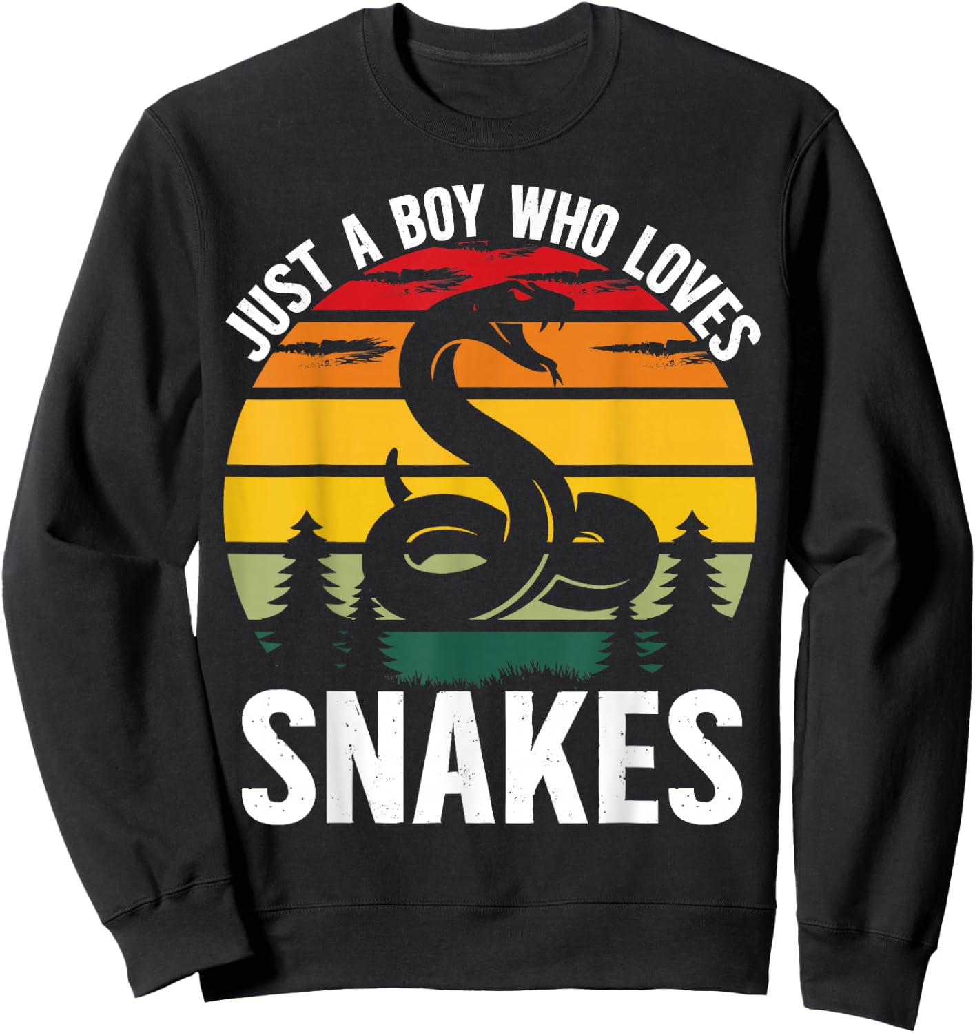 Just a Boy Who Loves Snakes Vintage Snake Lover Boys Kids Sweatshirt - Sweatshirt | Black