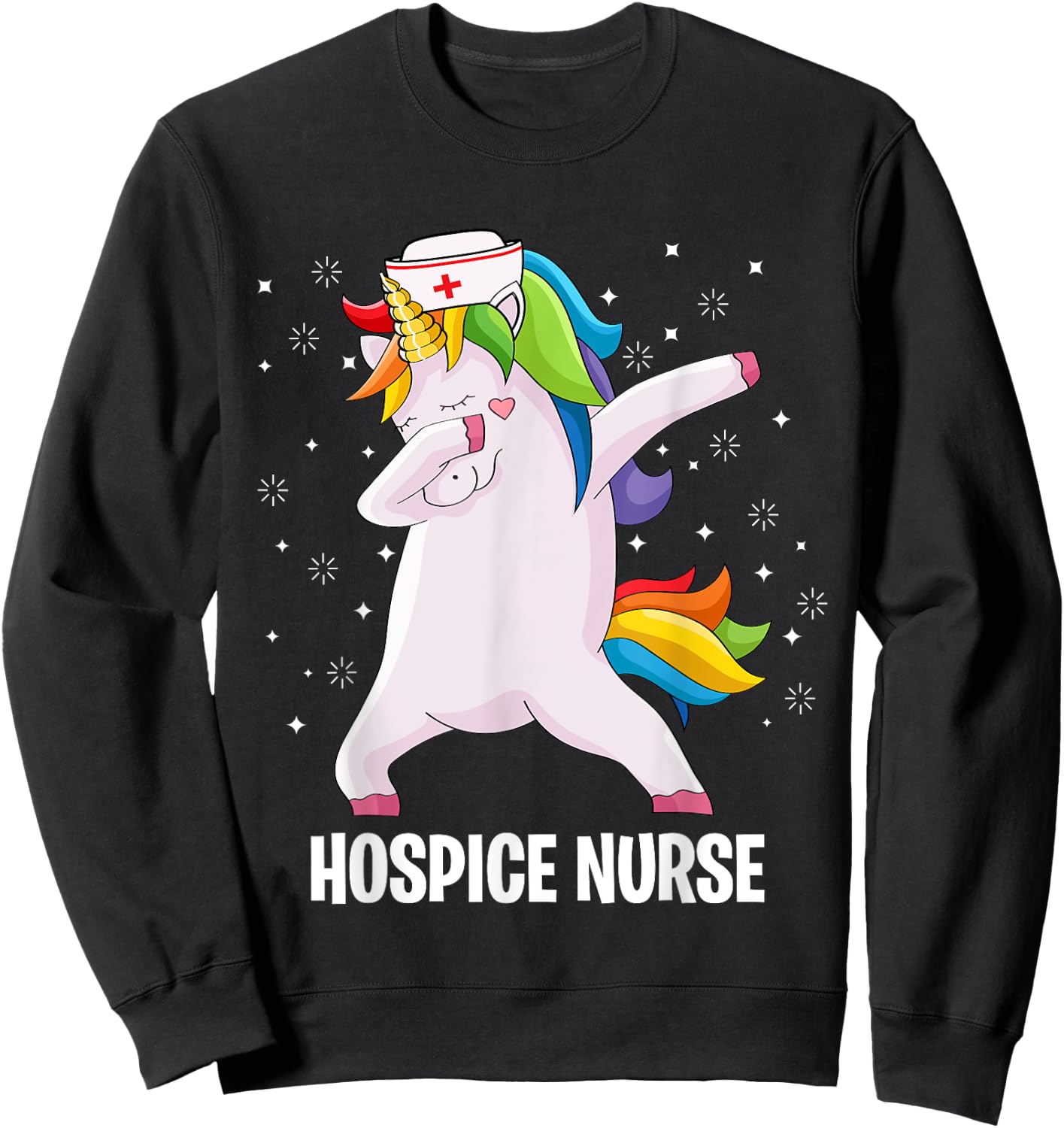 Funny Dabbing Unicorn Hospice Nurse Palliative Nursing Sweatshirt - Sweatshirt | Black