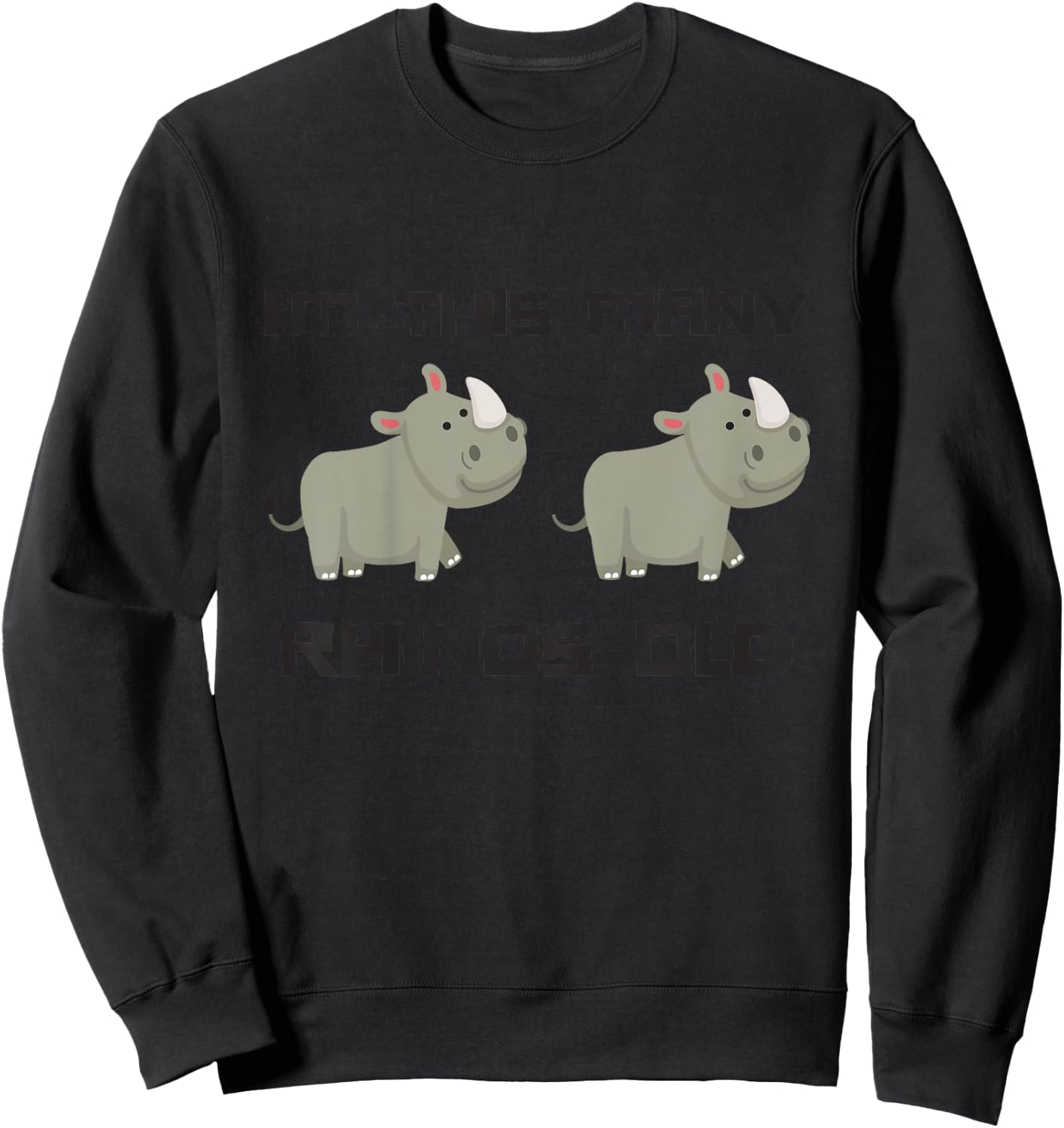 Kids I'm This Many Rhinos Old - Rhino 2nd Birthday 2 Years Old Sweatshirt - Sweatshirt | Black