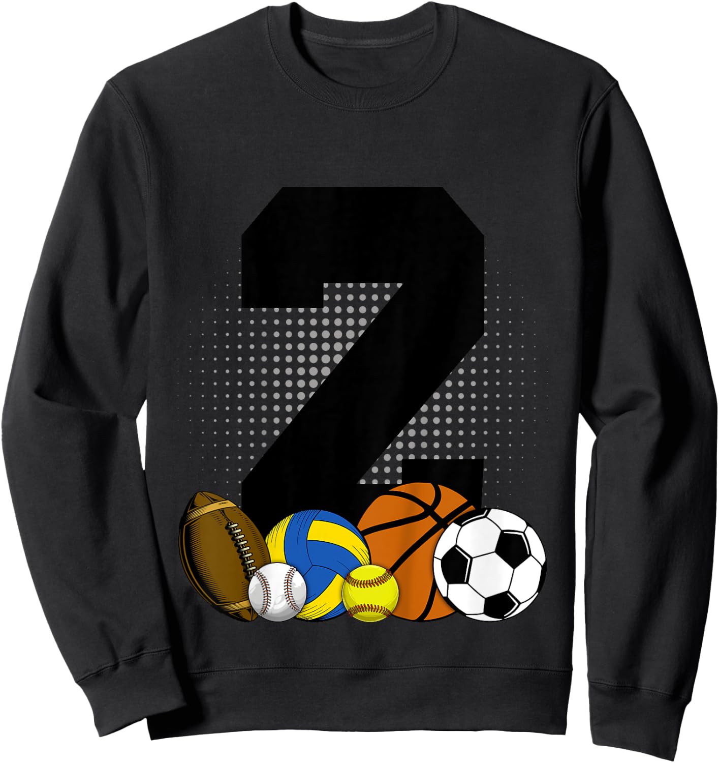 Kids 2nd Birthday Sport Ball Kids Boys 2 years Old Birthday Sweatshirt - Sweatshirt | Black