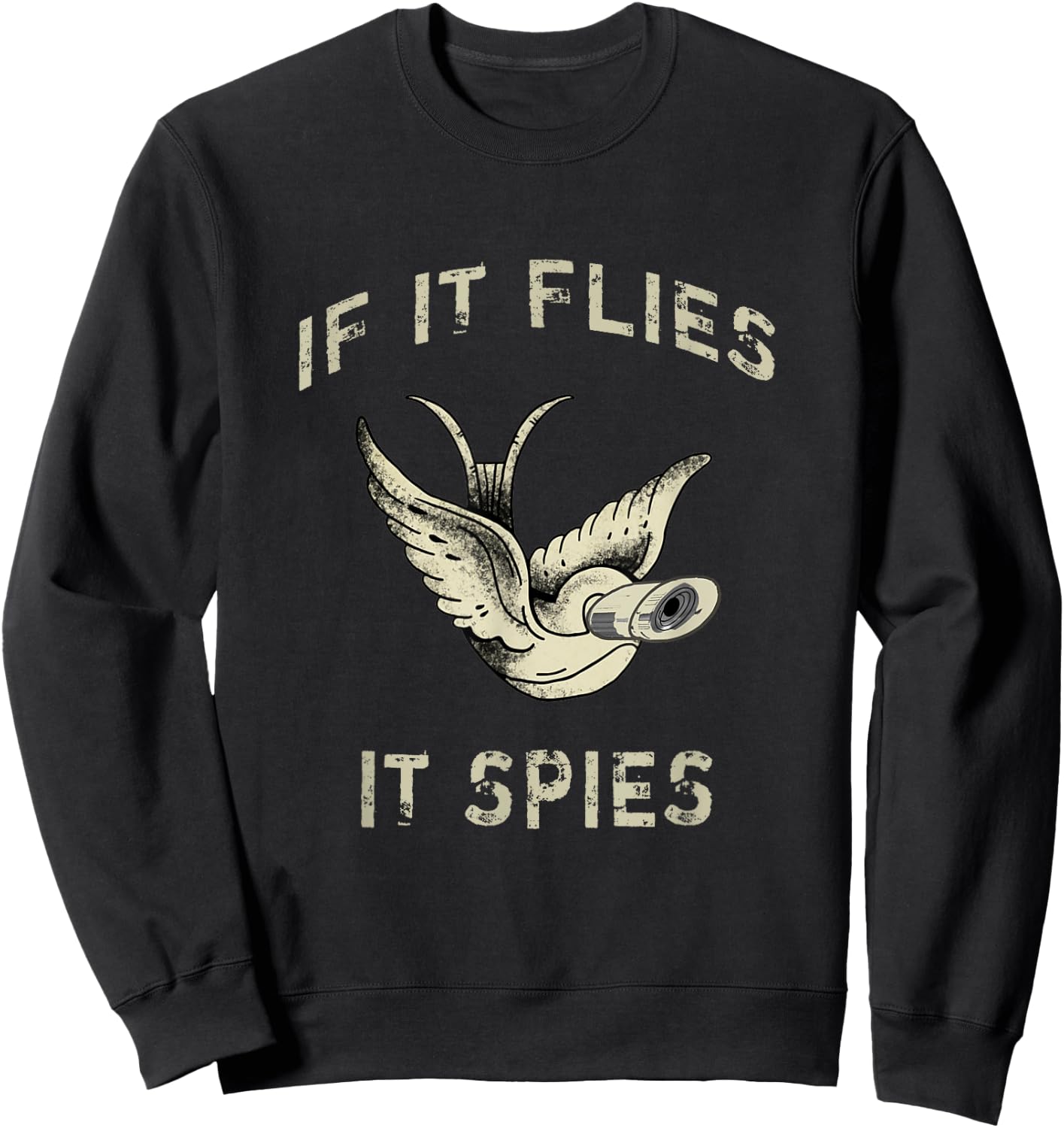 If It Flies It Spies Conspiracy Theory Birds Aren’t Real Sweatshirt - Sweatshirt | Black