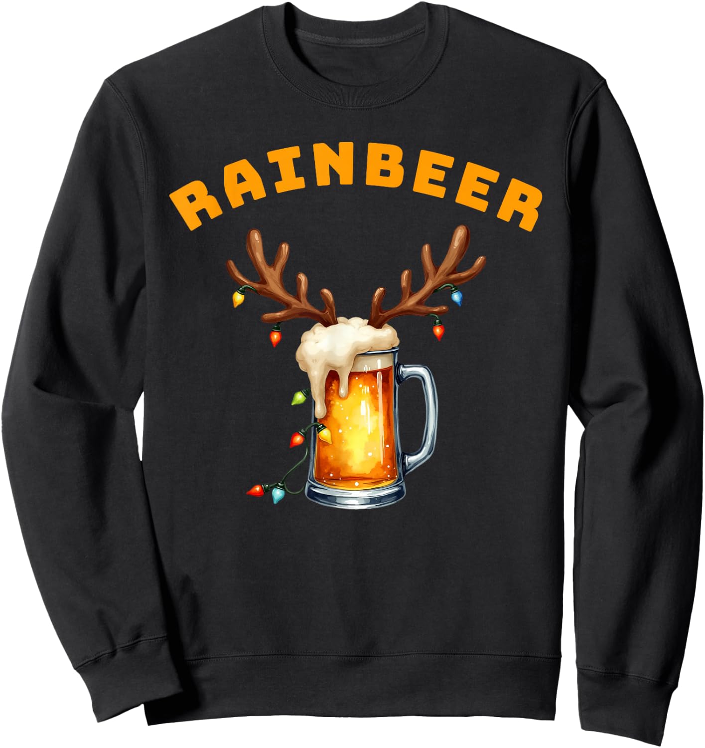 Rainbeer | Funny Christmas Reindeer Drinking Party Sweatshirt - Sweatshirt | Black