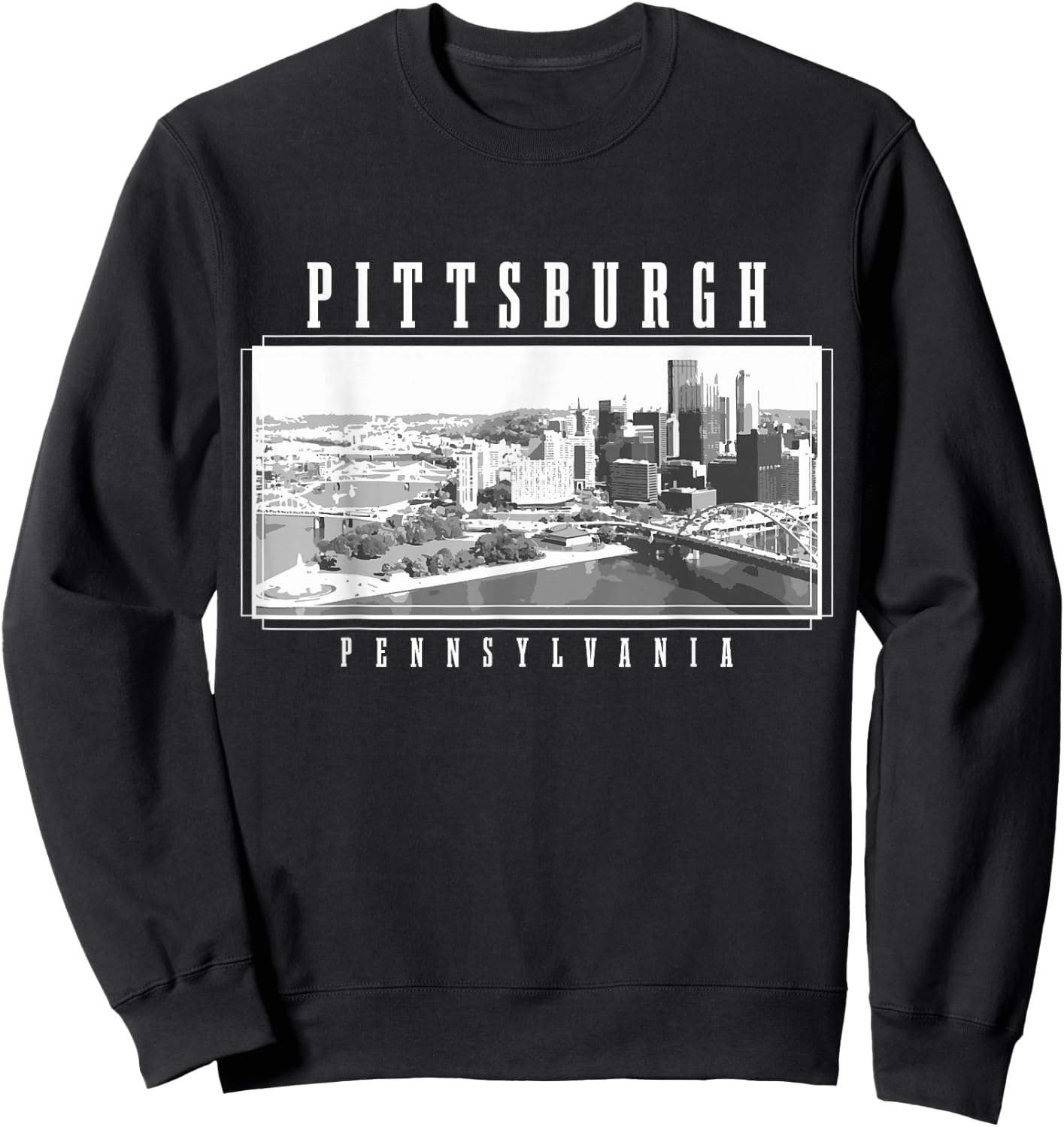 Pittsburgh Pennsylvania Vintage Skyline USA America Souvenir Sweatshirt - Sweatshirt | Black