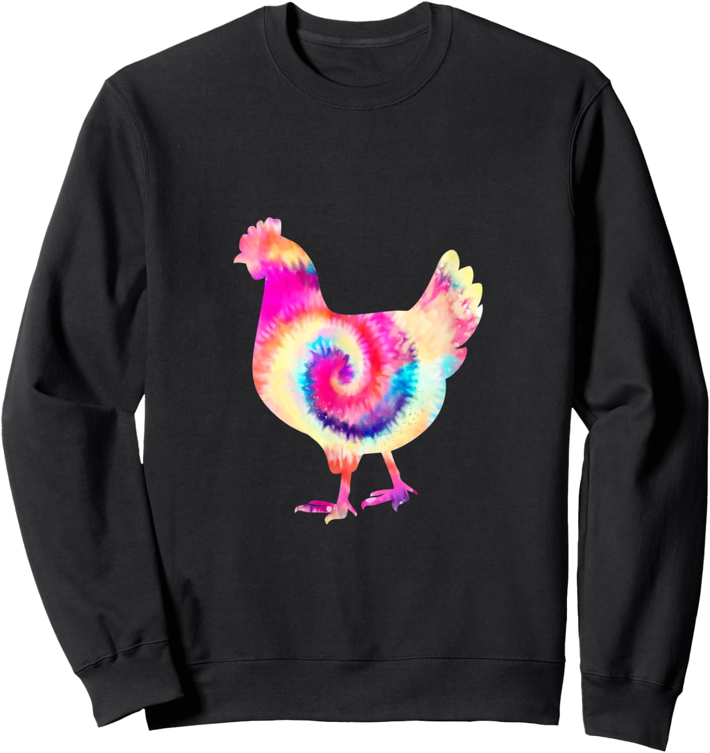 Retro Tie Dye Chicken Hen Peace Love Groovy Boho Reggae Sweatshirt - Sweatshirt | Black