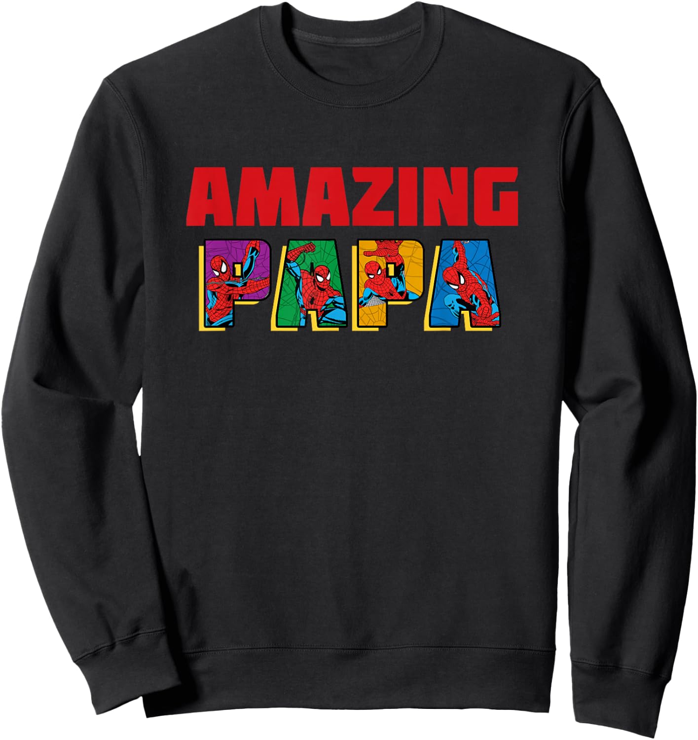 Marvel Spider-Man Amazing Papa Birthday Father's Day , Black Sweatshirt - Sweatshirt | Black