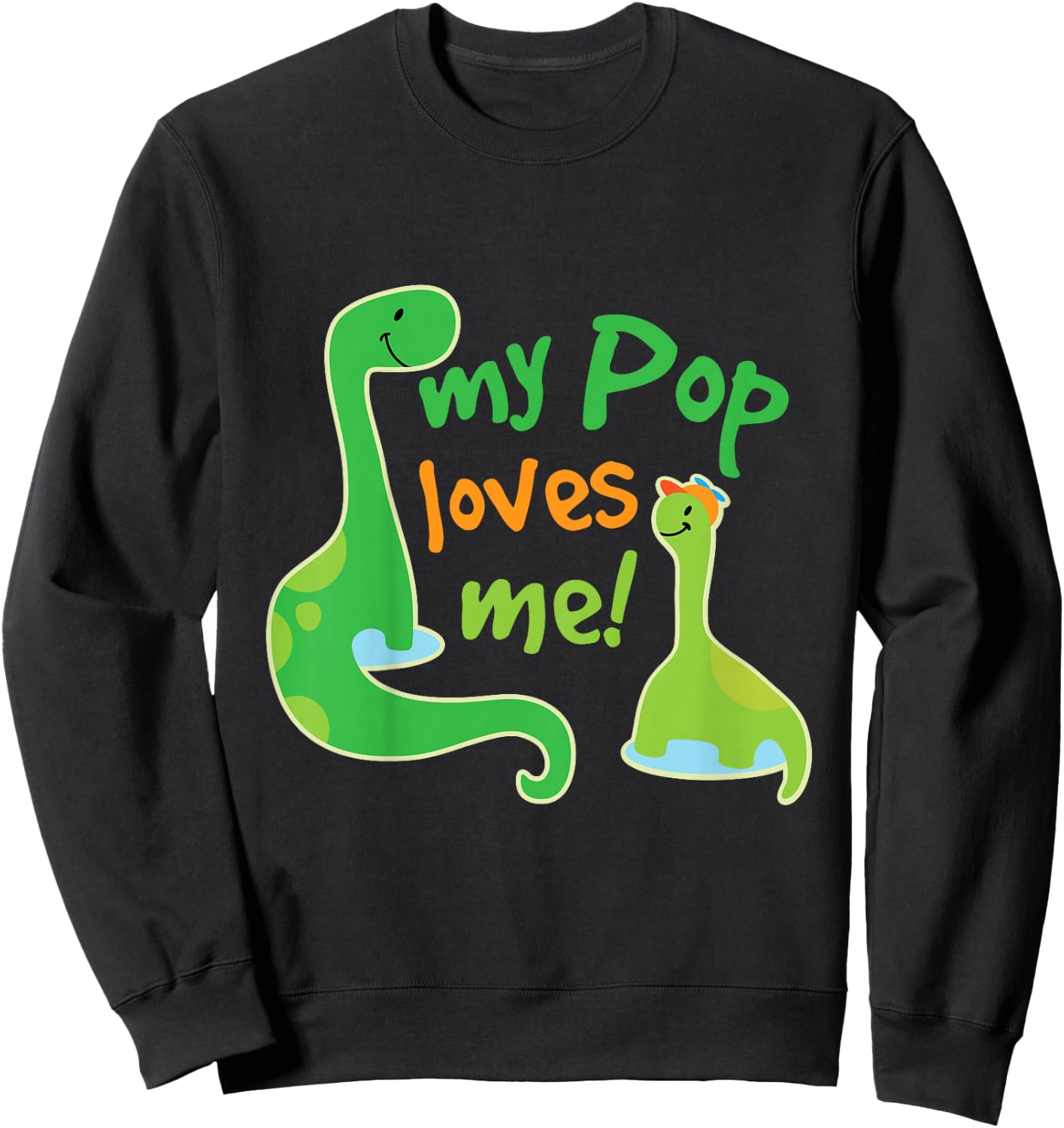Kids My Pop Loves Me Grandson Dinosaur Sweatshirt - Sweatshirt | Black