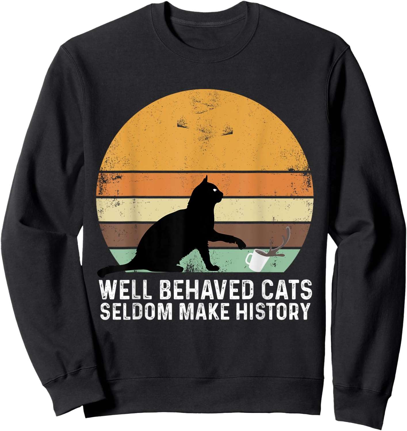 Well Behaved Cats Seldom Make History Cat Owner Pet Kitty Women Sweatshirt - Sweatshirt | Black