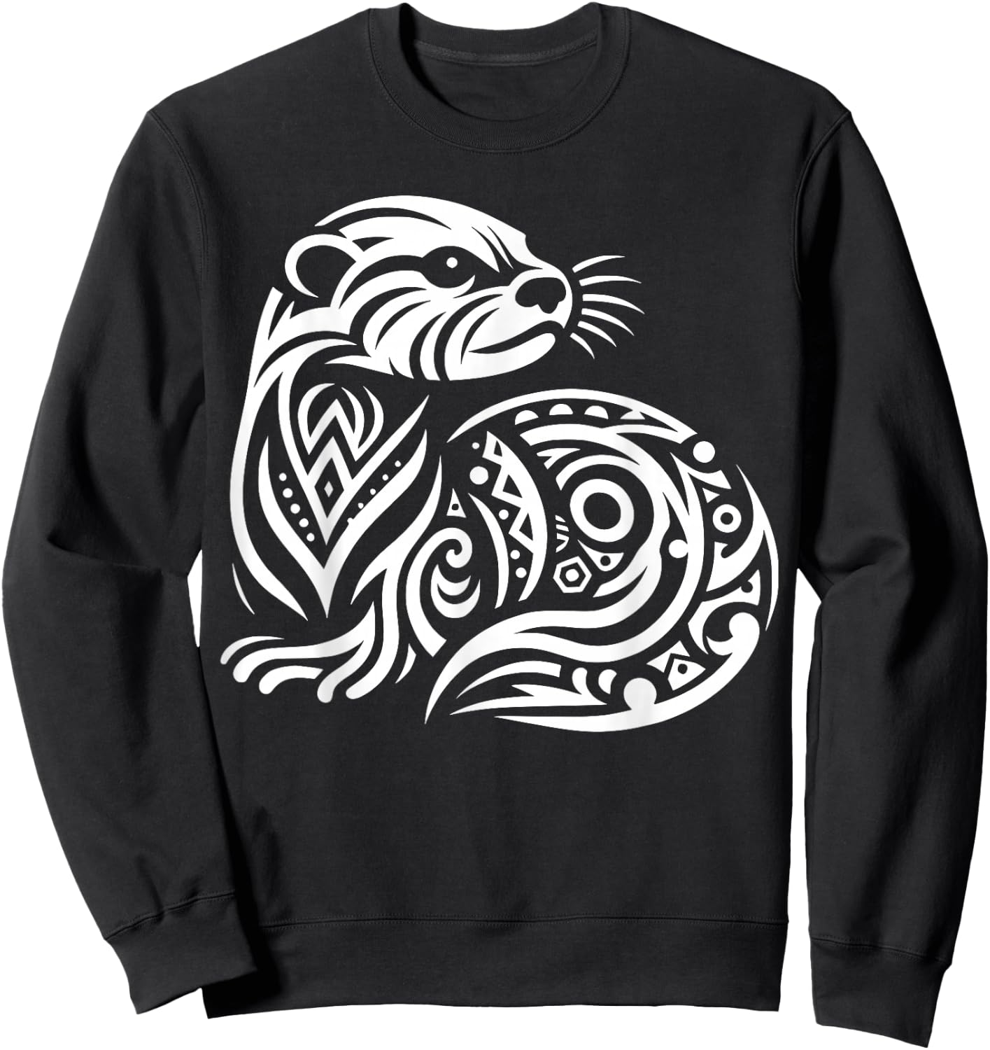 Tribal North American River Otter Sweatshirt - Sweatshirt | Black