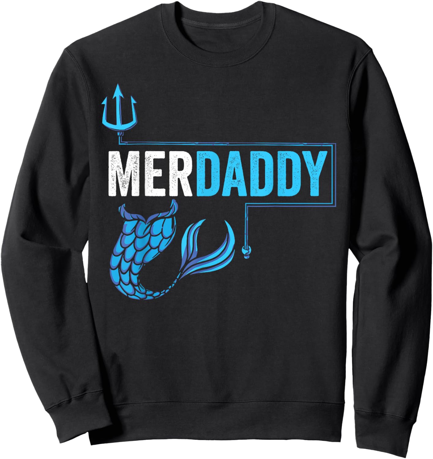 Merdaddy Merdad Mermaid Safety Retro Father's Day Sweatshirt - Sweatshirt | Black