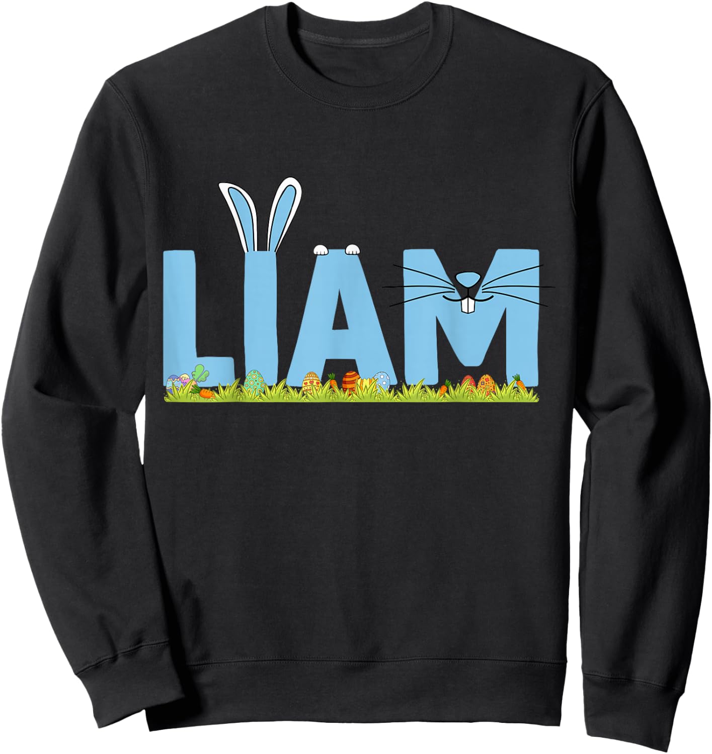 Happy Easter Day Bunny Rabbit Kids Cute Love Liam Sweatshirt - Sweatshirt | Black