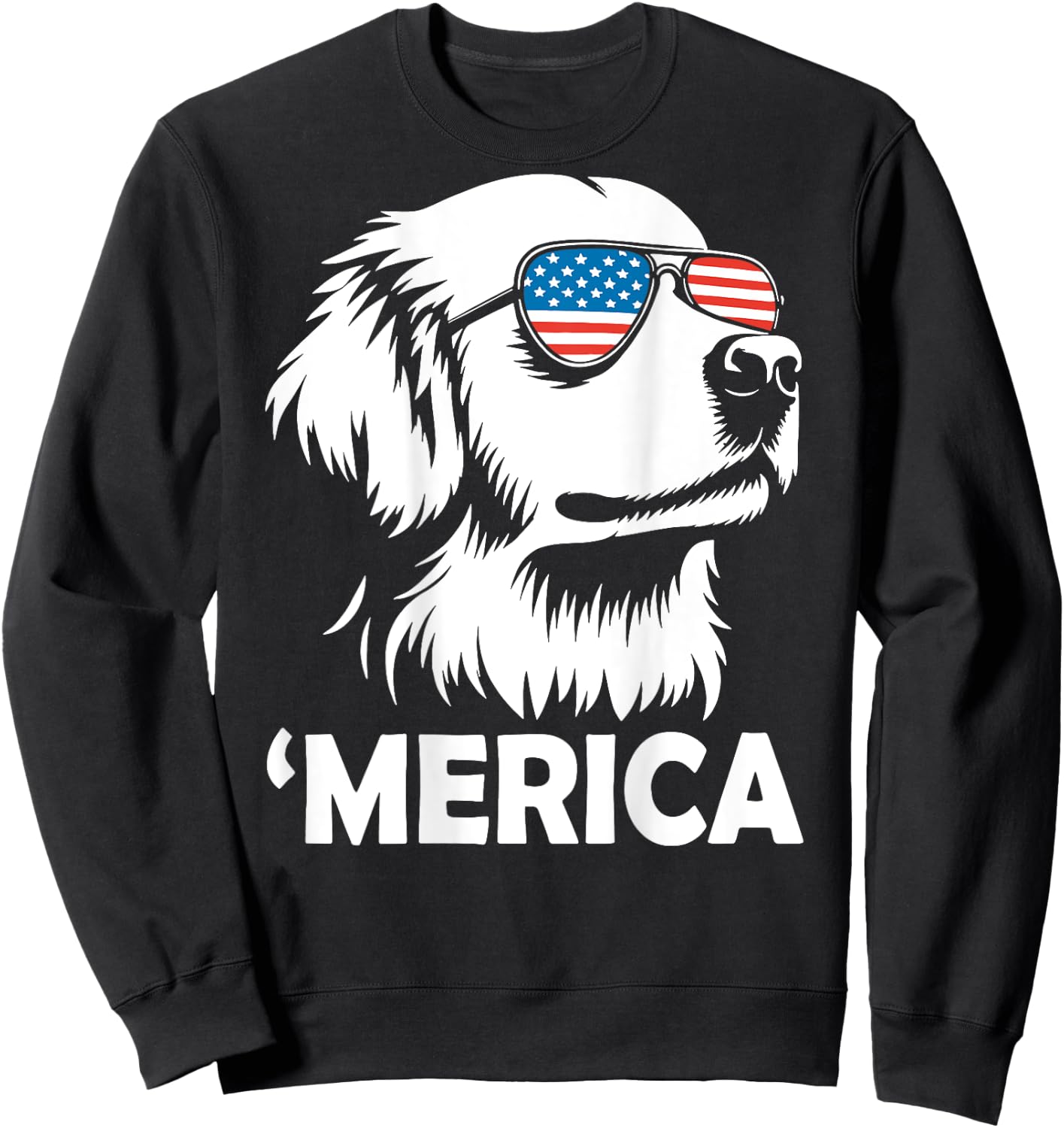 Golden Retriever 4th of July Merica Sweatshirt - Sweatshirt | Black