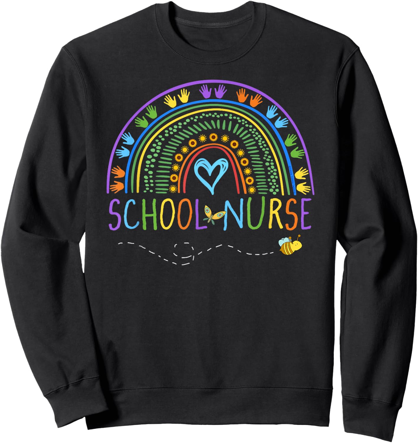 School Nurse Rainbow with Little Hands - School Nurse Sweatshirt - Sweatshirt | Black