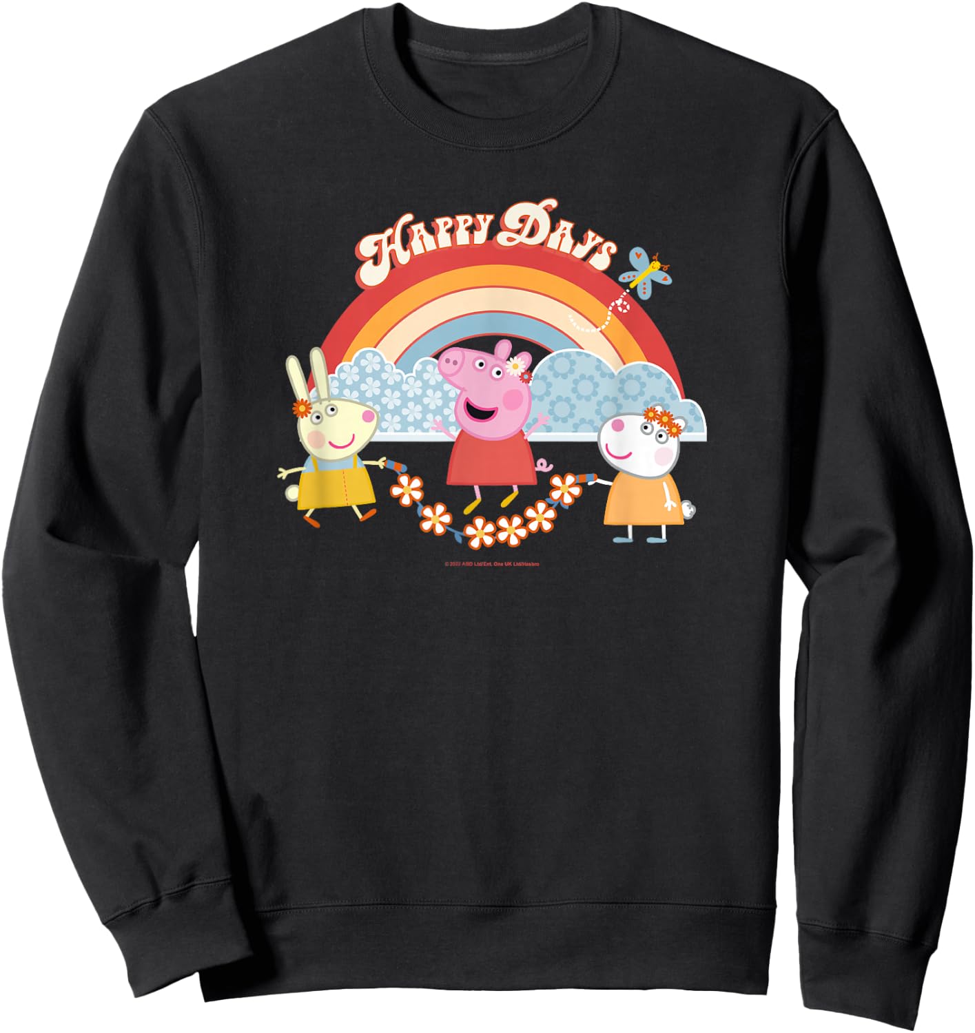 Peppa Pig Happy Days Vintage Rainbow Playful Friends Sweatshirt - Sweatshirt | Black
