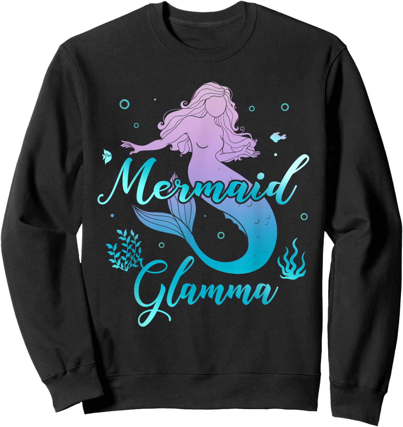 Mermaid Glamma Matching Mermaid Squad Birthday Party Sweatshirt - Sweatshirt | Black
