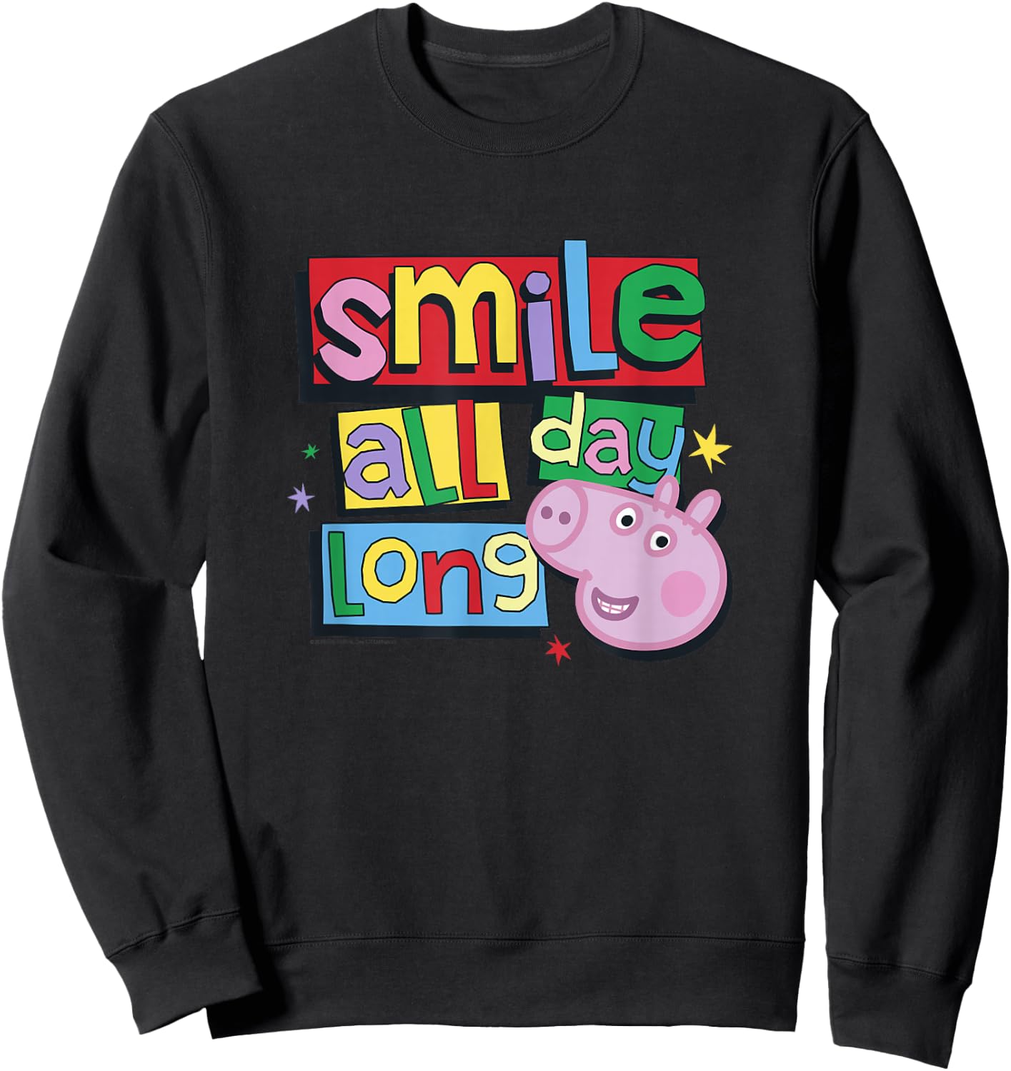 Peppa Pig Smile All Day Long Cute Colorful Portrait Sweatshirt - Sweatshirt | Black