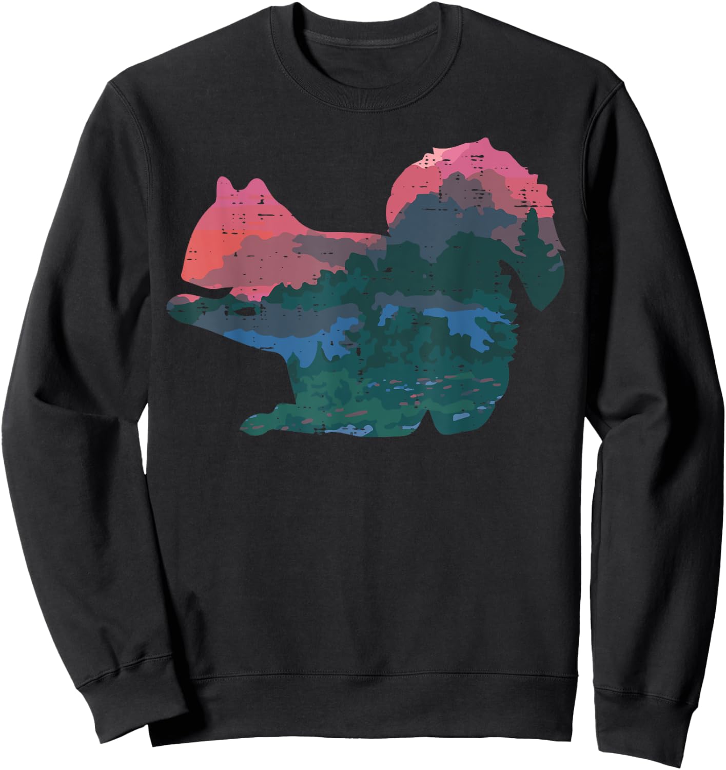 Squirrel Nature Mountain Chipmunk Rodent Art Women Men Kids Sweatshirt - Sweatshirt | Black