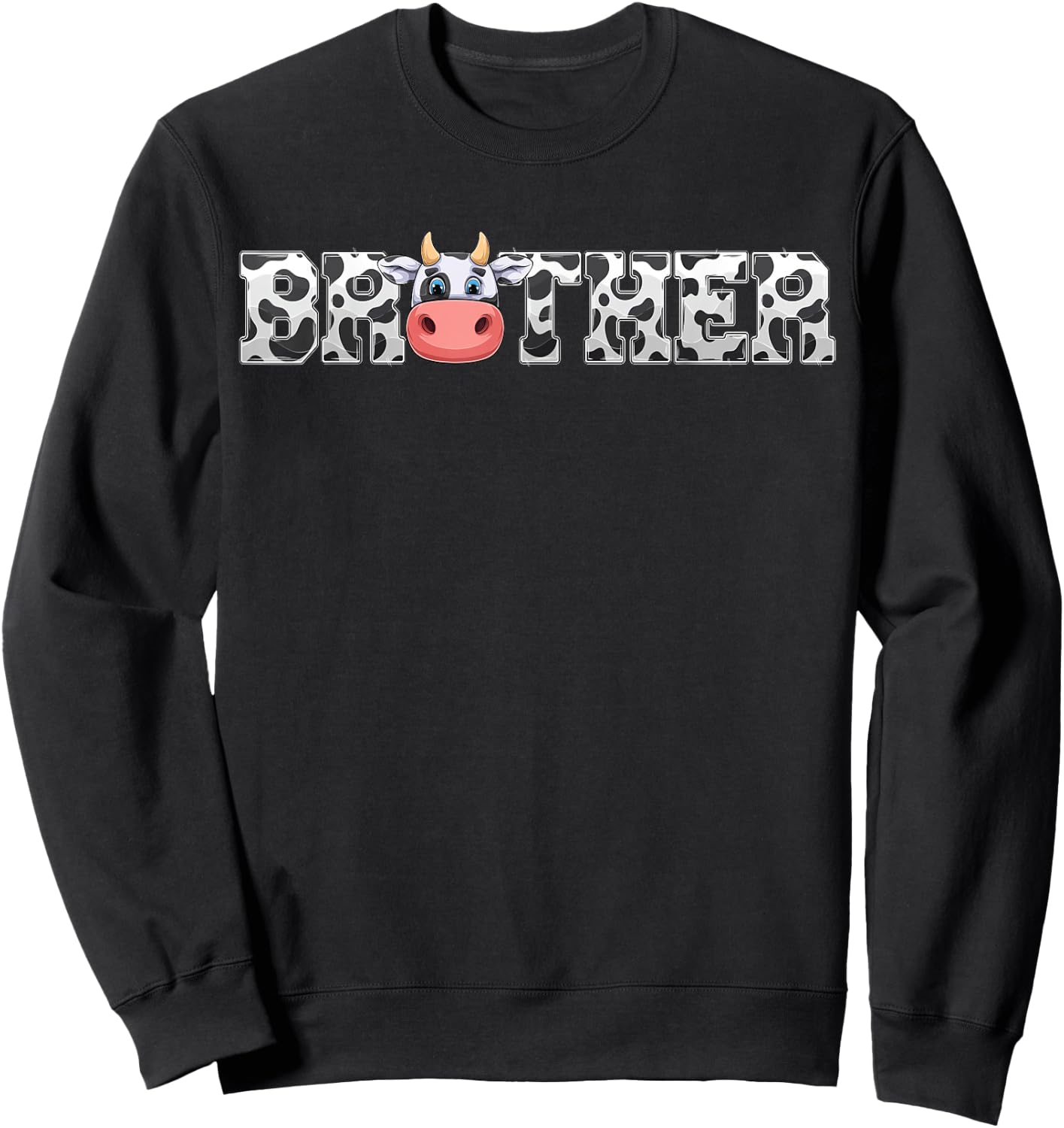 Brother Cow Print Cowboy Animal Pattern Farmer Cow Brother Sweatshirt - Sweatshirt | Black