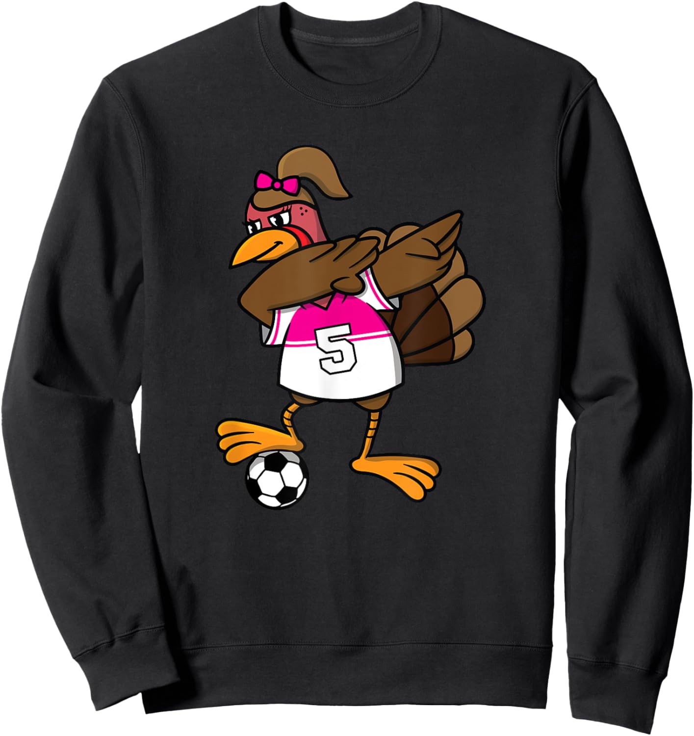Thanksgiving Turkey Shirt for Girls Soccer Dab Dabbing Funny Sweatshirt - Sweatshirt | Black