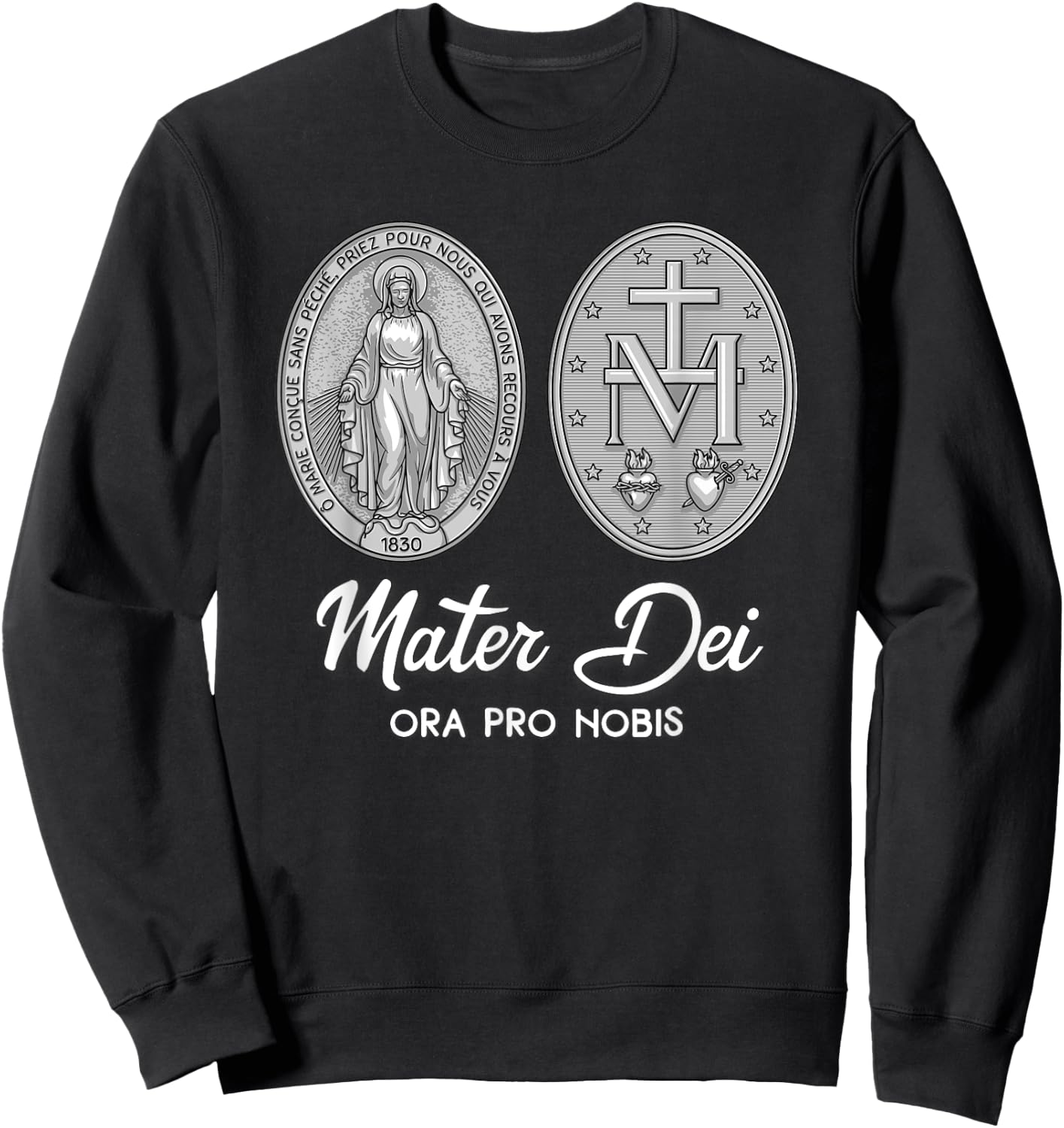 Miraculous Medal Marian Our Lady Catholic Sweatshirt - Sweatshirt | Black