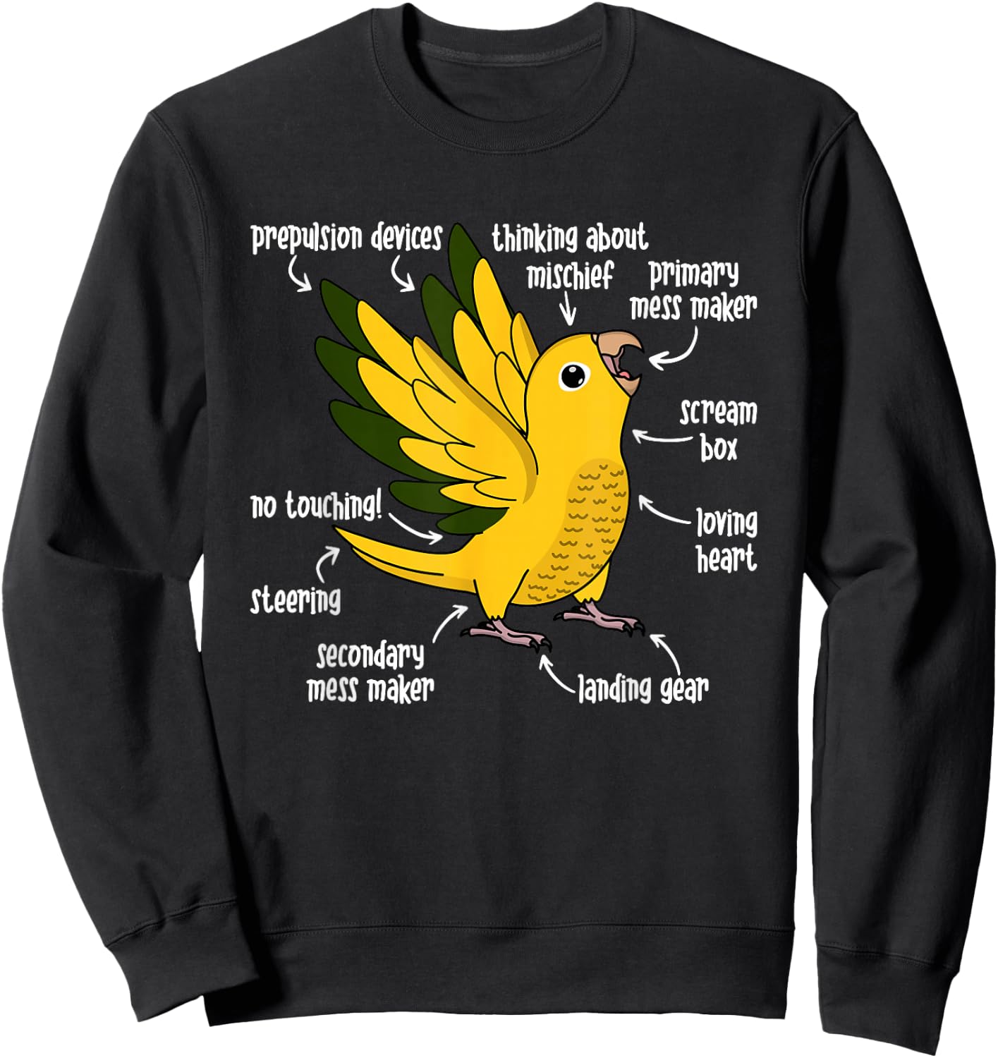 Parrot Anatomy I Golden Conure Sweatshirt - Sweatshirt | Black