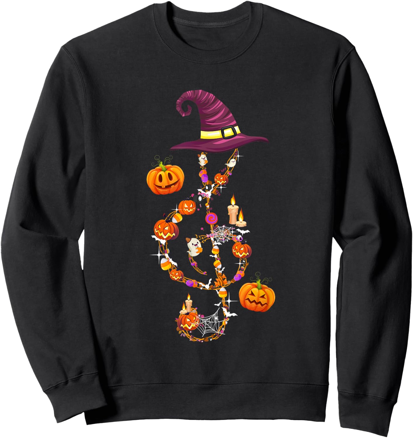 Music Note Symbol Halloween Clef Musical Teacher Music Lover Women Kids Sweatshirt - Sweatshirt | Black