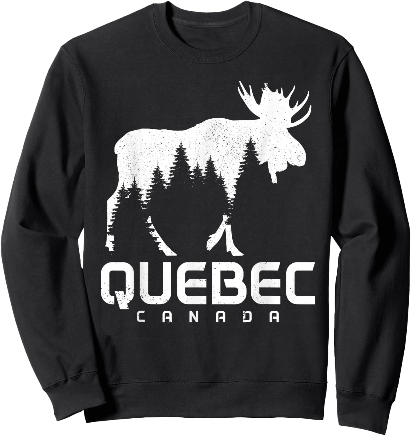 Quebec Canada Montreal Vintage Pride Souvenir Moose Nature Sweatshirt - Sweatshirt | Black