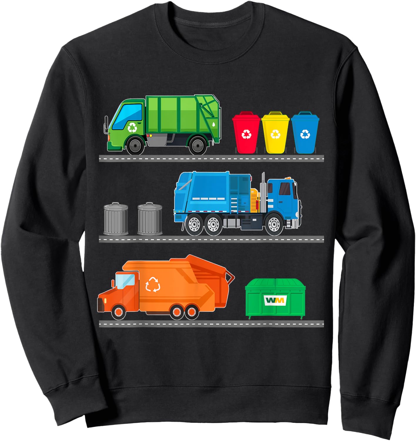 Garbage Truck Recycle Bins Junk Dumpster Rubbish Lorry Toy Sweatshirt - Sweatshirt | Black