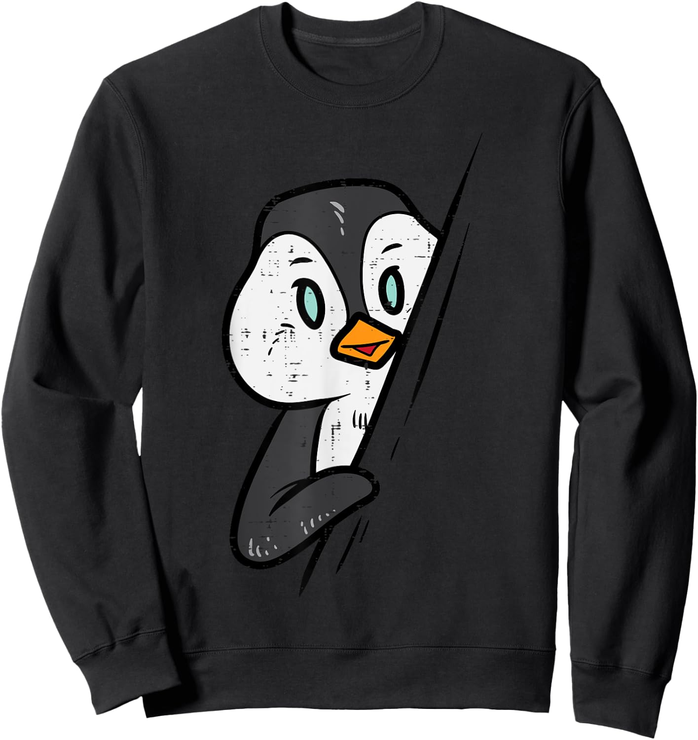 Emperor Penguin Hiding Peeking Cute Women Boys Girls Kid Men Sweatshirt - Sweatshirt | Black