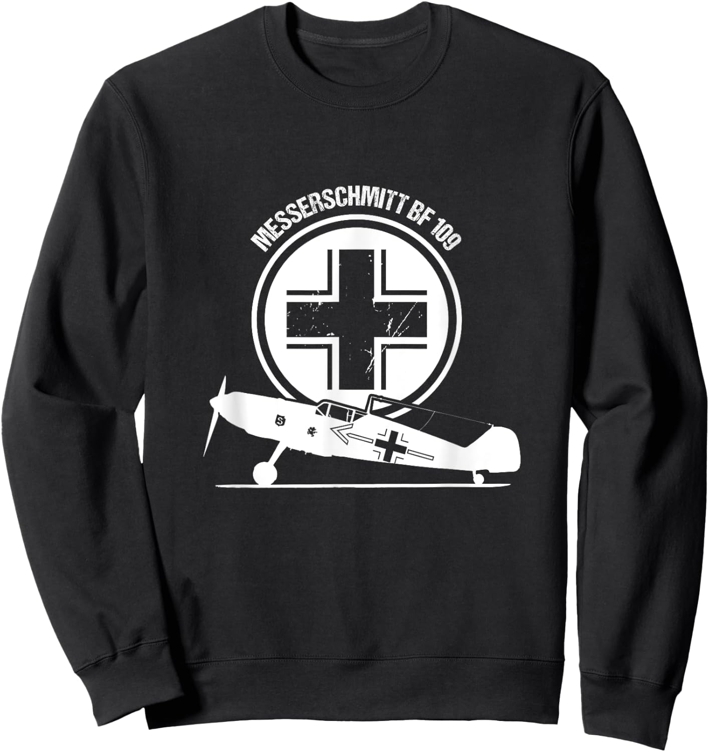 Vintage Luftwaffe Messerschmitt BF Pilot Gift Warbird ME 109 Sweatshirt - Sweatshirt | Black
