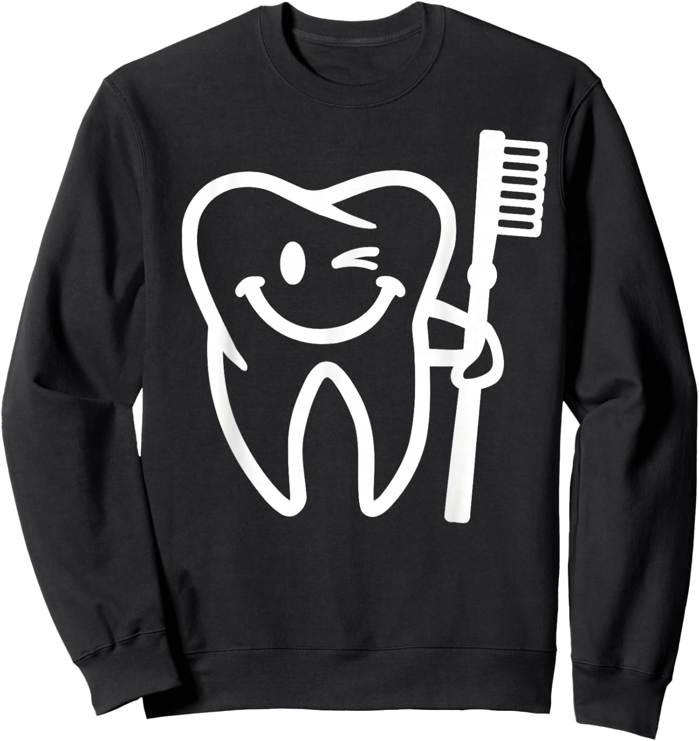 Smiling Tooth with Toothbrush Sweatshirt - Sweatshirt | Black