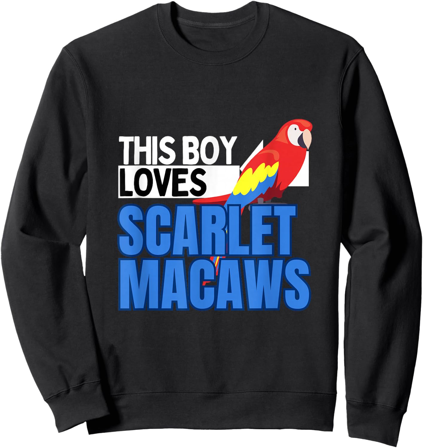 Macaw Shirt Boys Scarlet Macaw Pet Bird Parrot Macaw Sweatshirt - Sweatshirt | Black