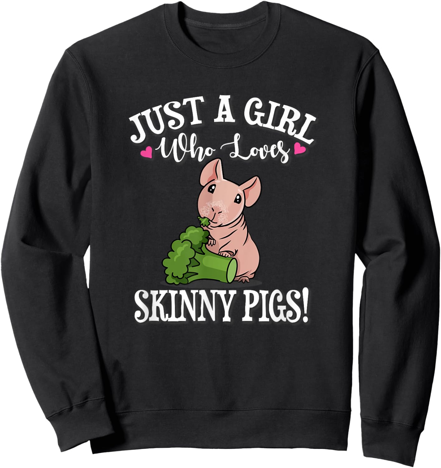 Kids Funny Girl Who Loves Hairless Guinea Pig Mom Lover Sweatshirt - Sweatshirt | Black