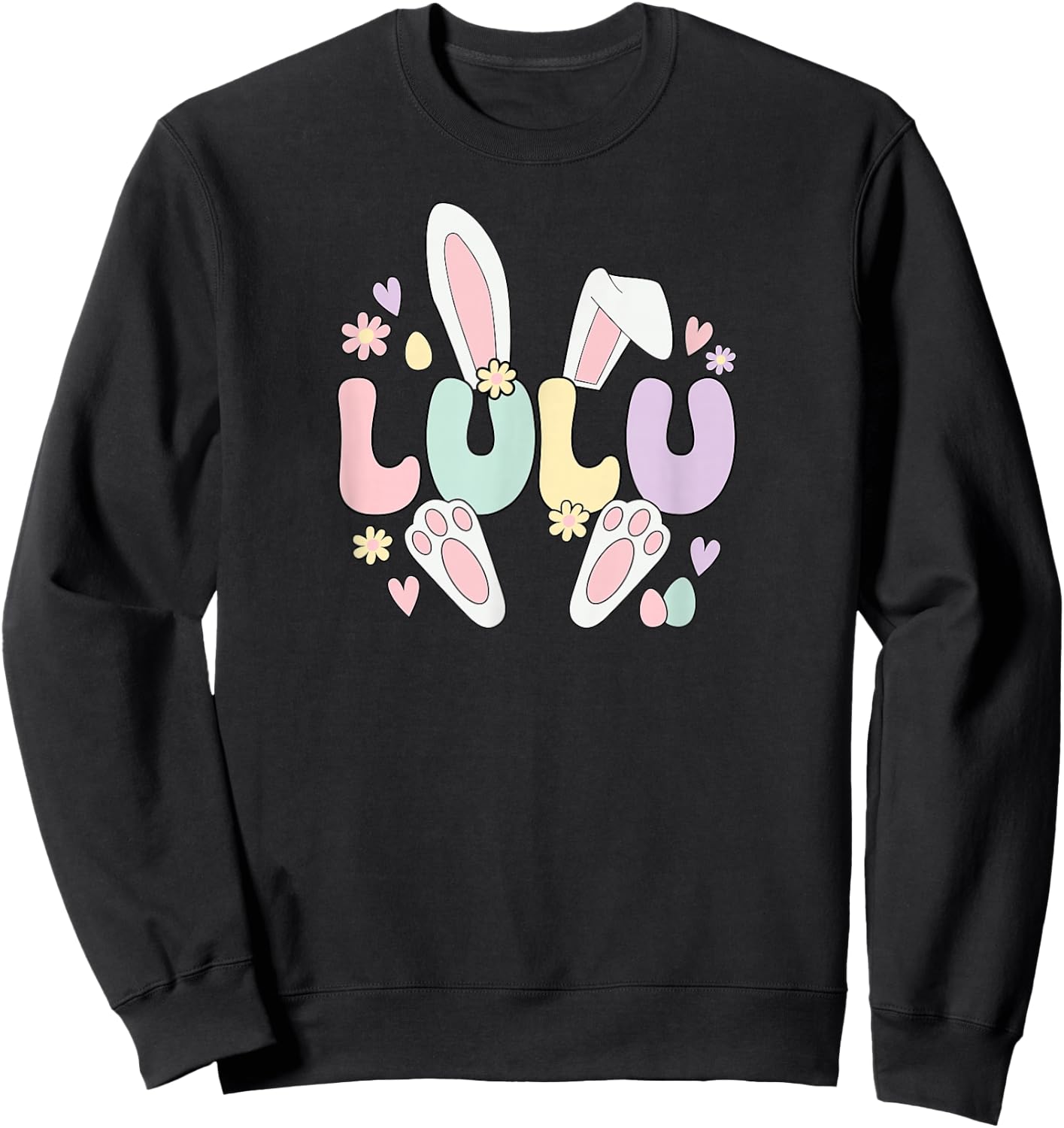 Lulu Grandmother Easter Bunny Lulu Grandma Easter Day Sweatshirt - Sweatshirt | Black