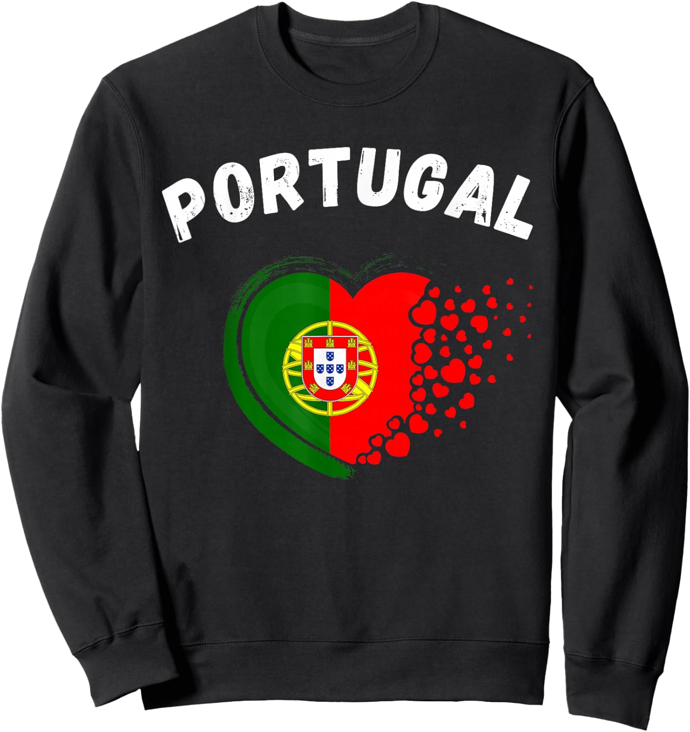 Portugal Flag Heart Outdoor Travel Portuguese to Portugal Sweatshirt - Sweatshirt | Black