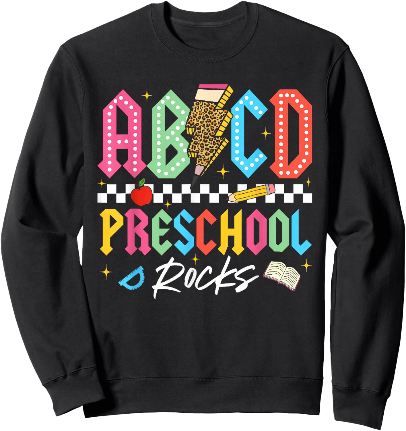 ABCD Preschool Rocks Pencil Lightning Teachers Rock Boys Sweatshirt - Sweatshirt | Black