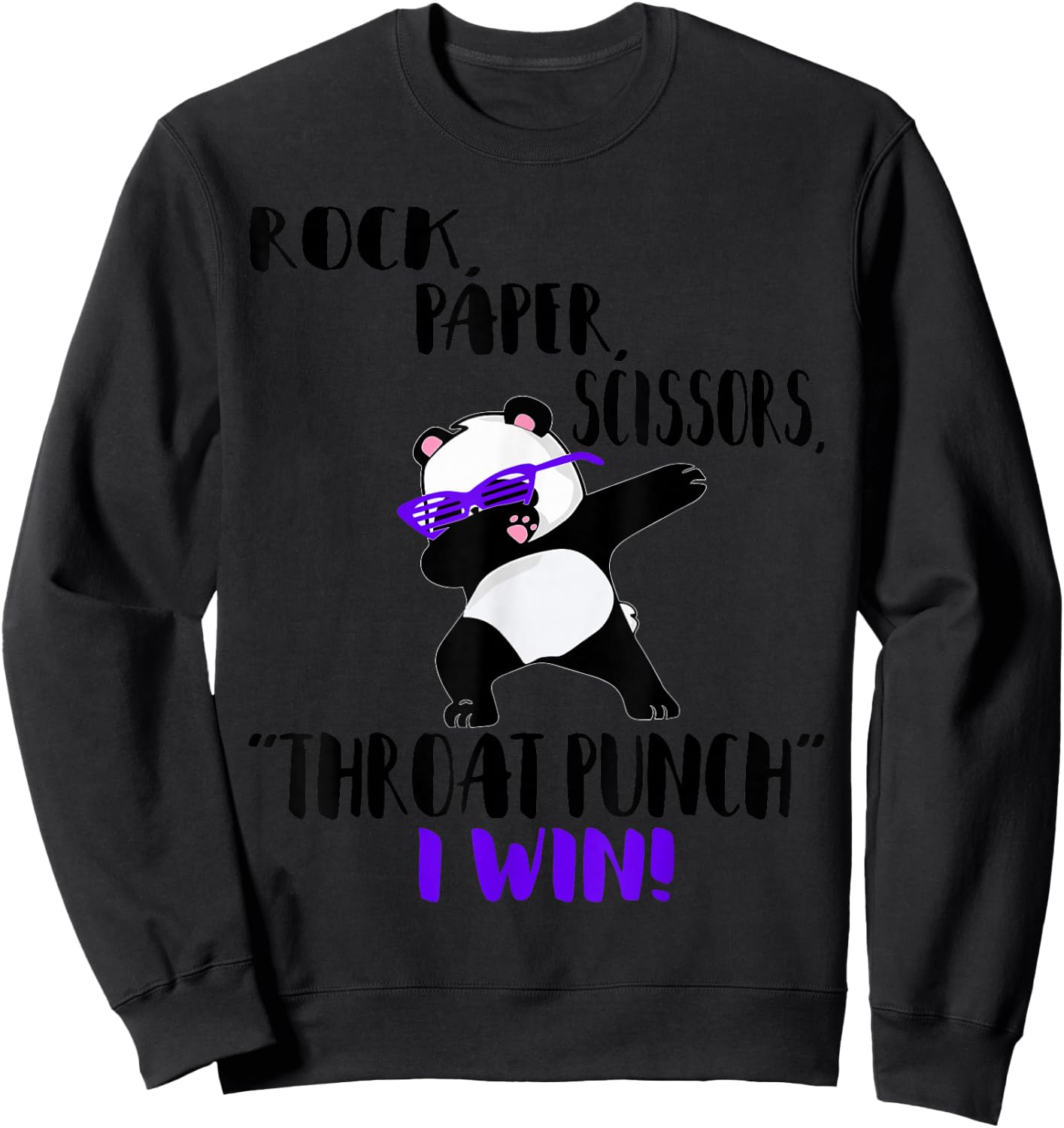 Funny Panda Rock Paper Scissors Throat Punch I Win Sweatshirt - Sweatshirt | Black