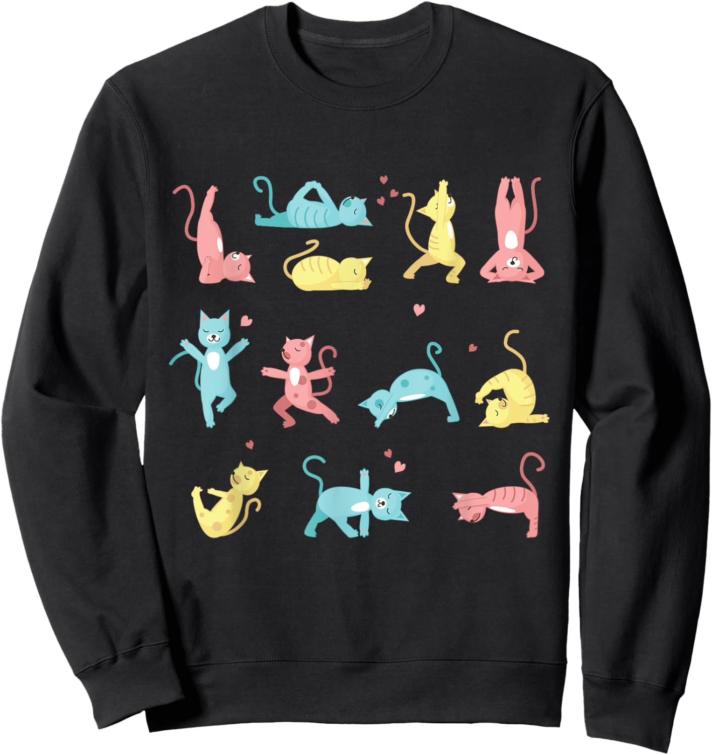 Funny Cat Training Yoga Posture Kitty Mood Sweatshirt - Sweatshirt | Black