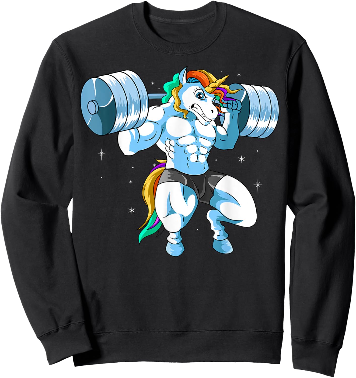 Weightlifter Barbell - Fitness Gym Weightlifing Unicorn Sweatshirt - Sweatshirt | Black