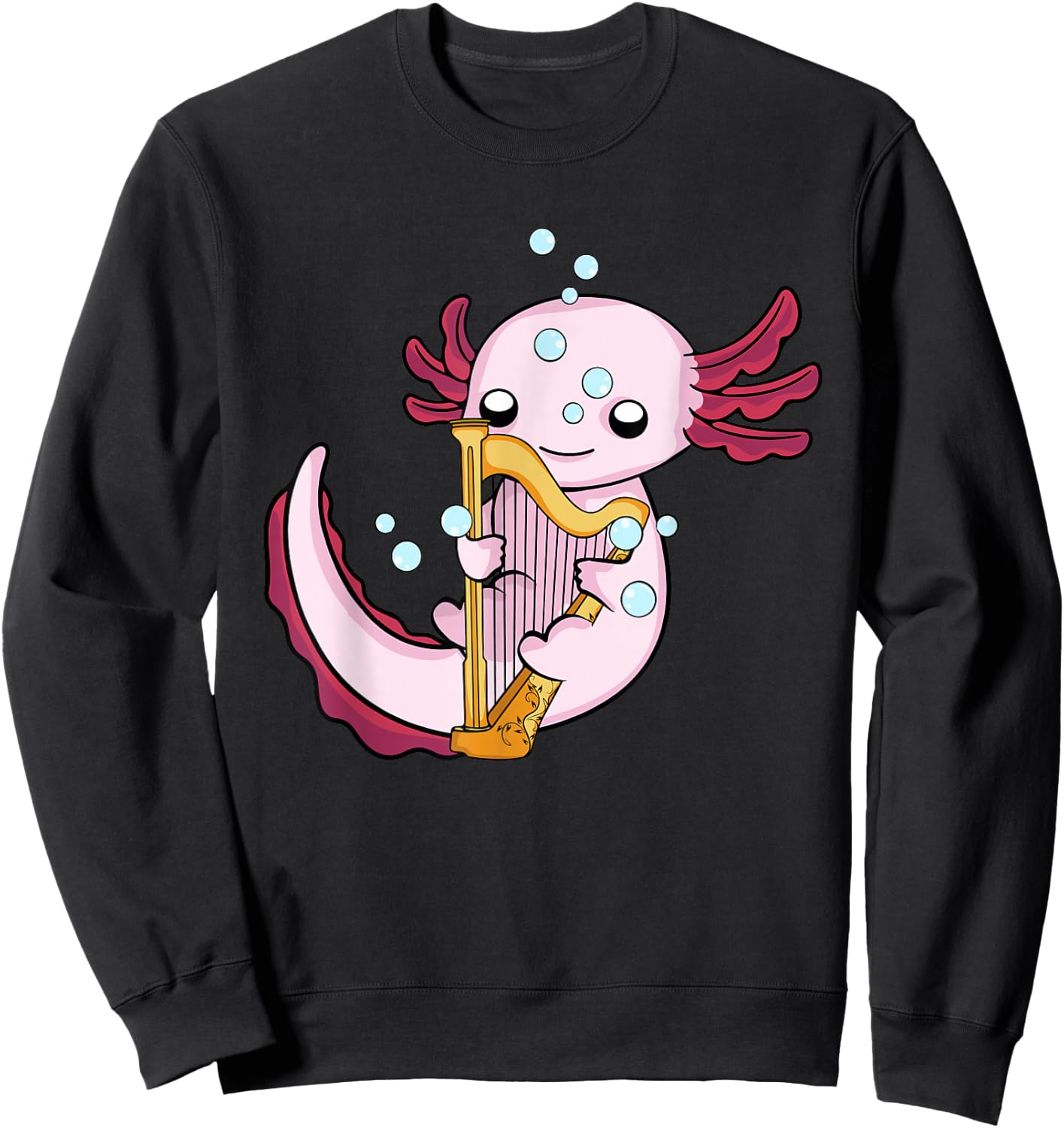 Harp Player Musician Girls Harpist Axolotl Lover Harp Sweatshirt - Sweatshirt | Black
