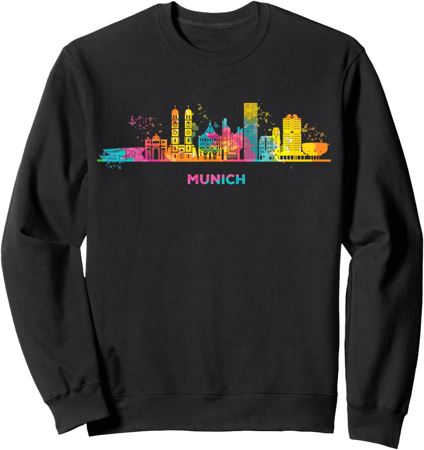 Munich Skyline Colourful Frauenkirche Cityscape Munich , black Sweatshirt - Sweatshirt | Black