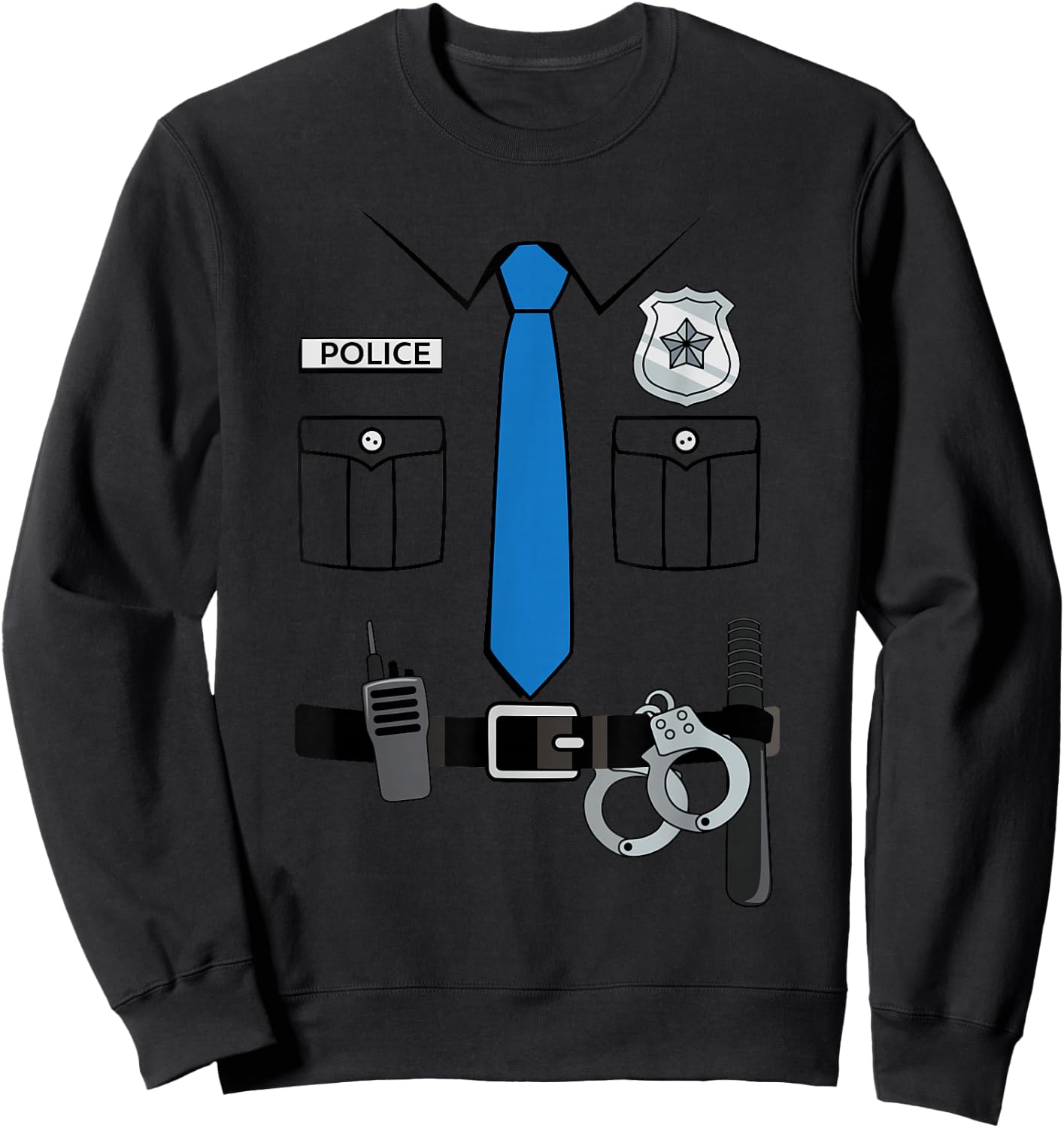 Police Uniform Halloween Costume for Kids and Adults Sweatshirt - Sweatshirt | Black