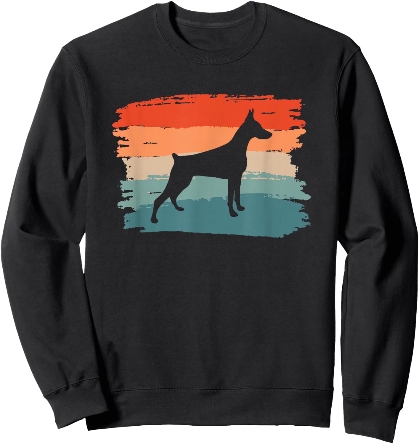 Vintage Retro Silhouette Doberman Pinscher Lover Sweatshirt - Sweatshirt | Black