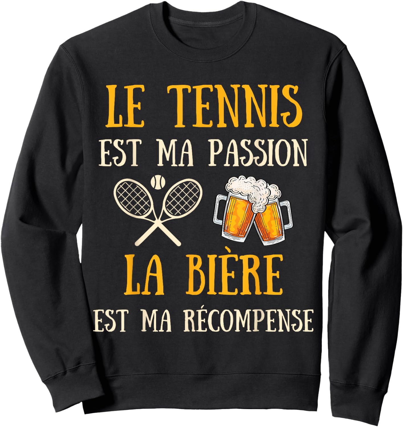 Men's Tennis Humour Tennisman Gift Humorous Beer , Black, S Sweatshirt - Sweatshirt | Black