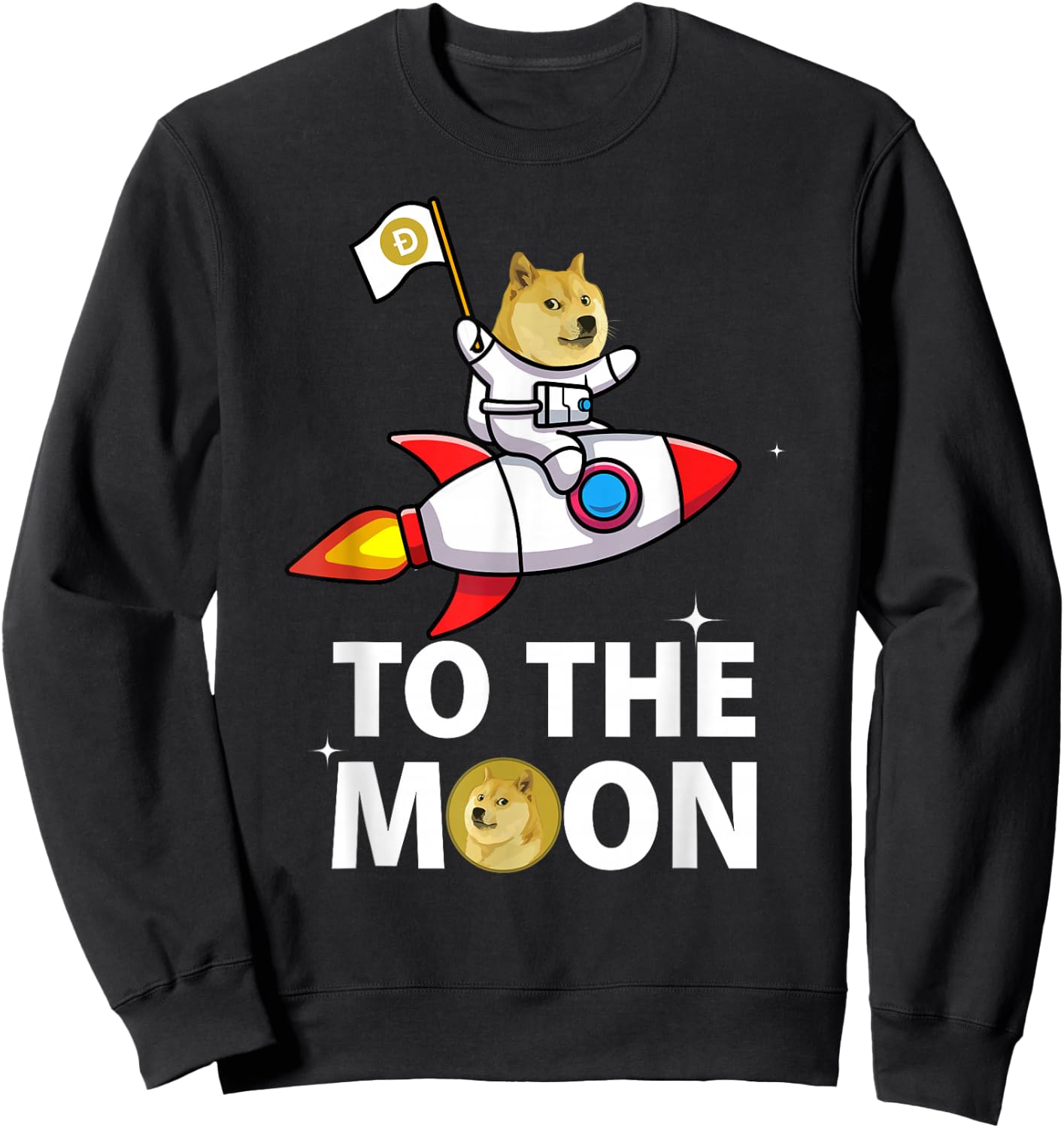 Funny Dogecoin to the Moon , Space Suite DOGE Coin Sweatshirt - Sweatshirt | Black