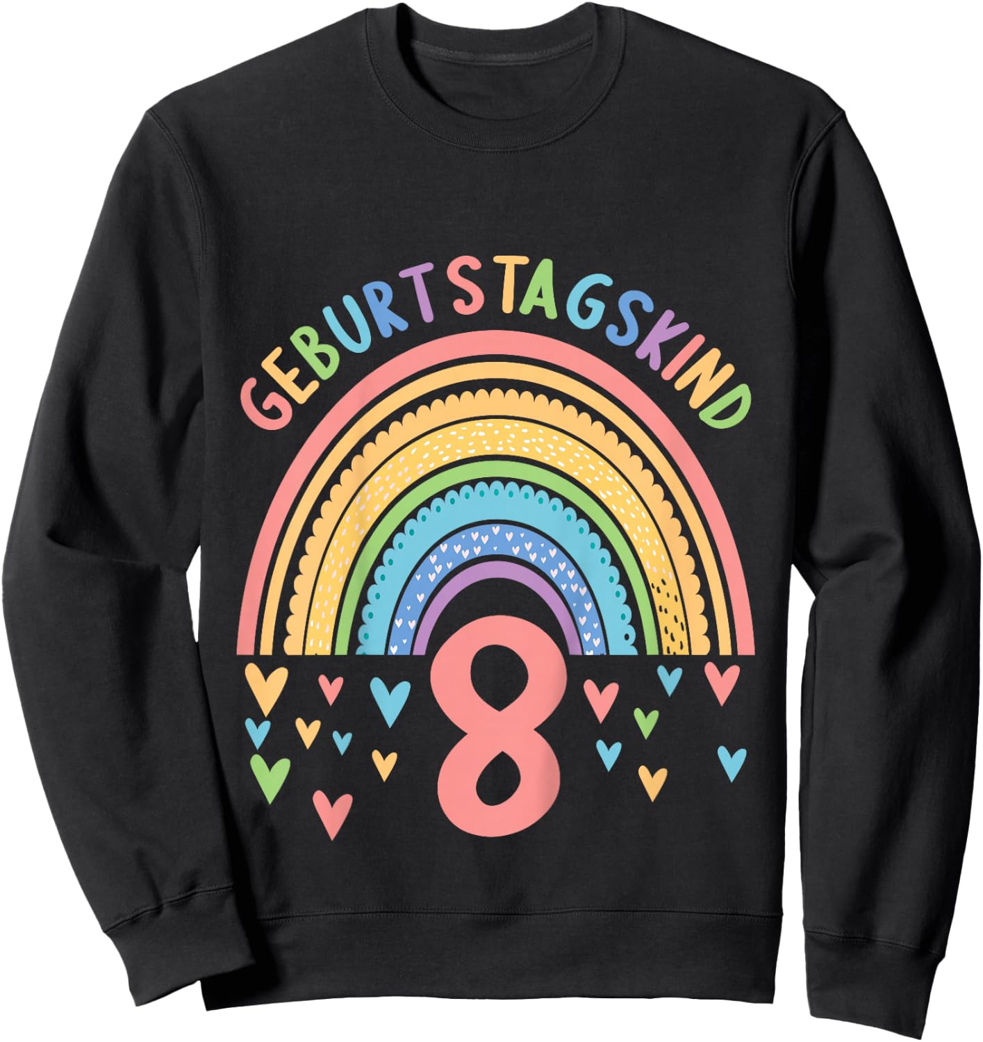 8 Jahre alt Junge Mädchen Rainbow Regenbogen 8. Geburtstag Sweatshirt - Sweatshirt | Black