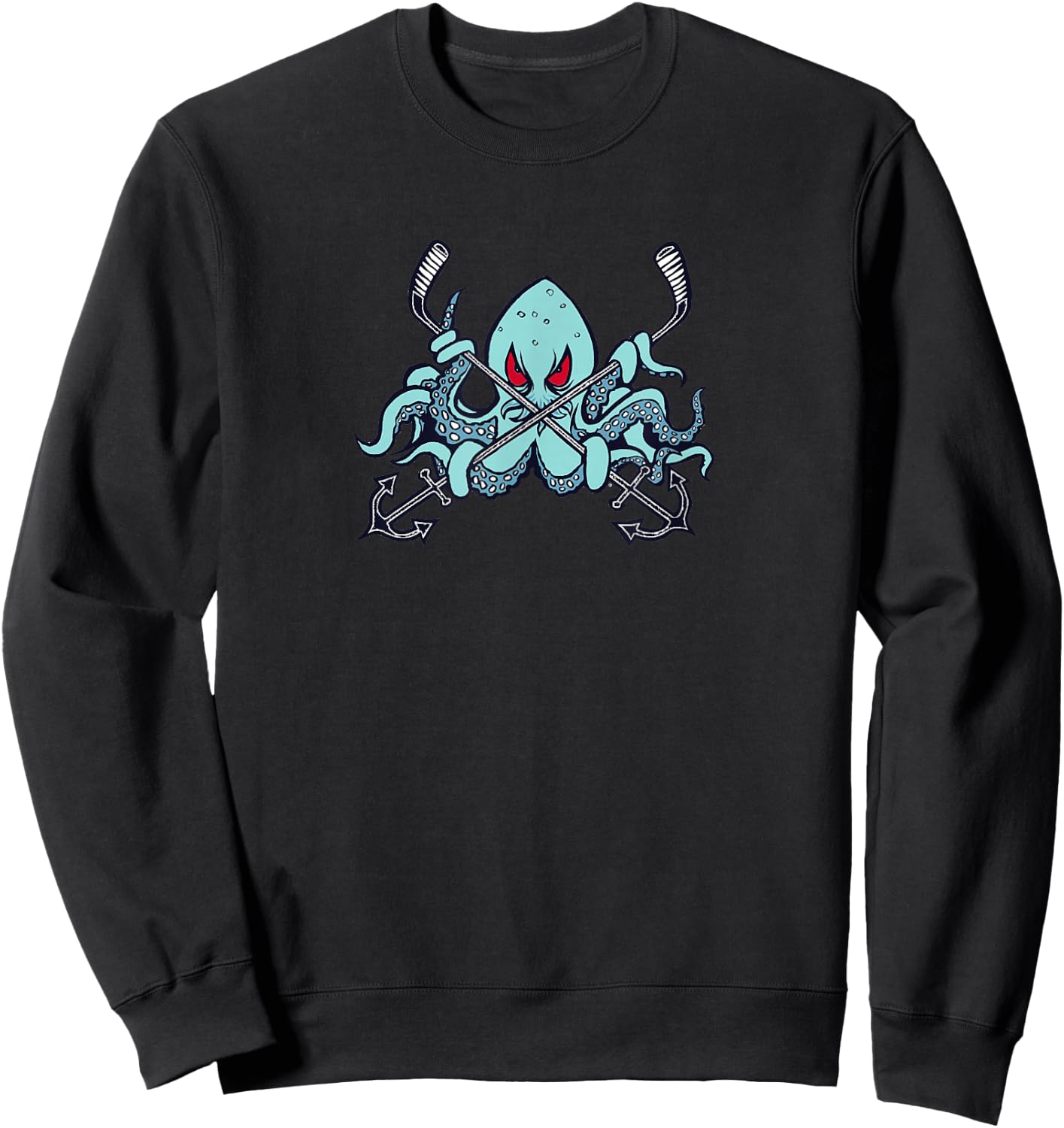 Ice Hockey Octopus Squid Ocean Sea Monster Beast Sweatshirt - Sweatshirt | Black