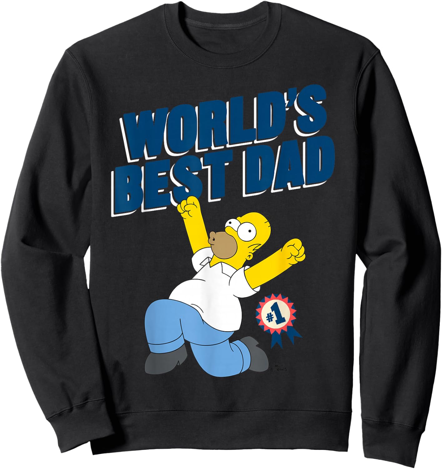 The Simpsons Father's Day World's Best Dad #1 Happy Homer Sweatshirt - Sweatshirt | Black