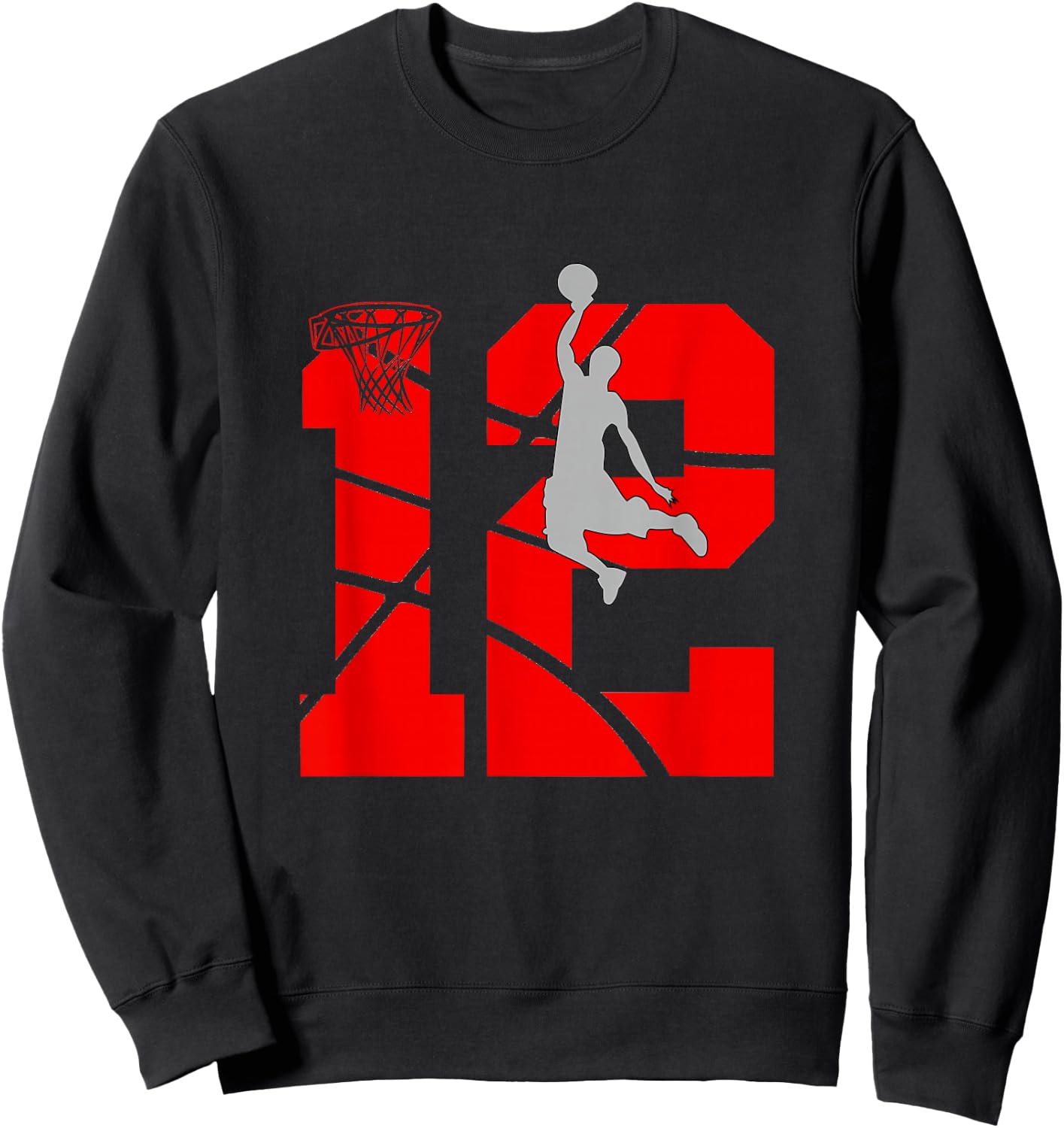 12 Year Old 12th Basketball Birthday PartyTheme Boys Girls Sweatshirt - Sweatshirt | Black